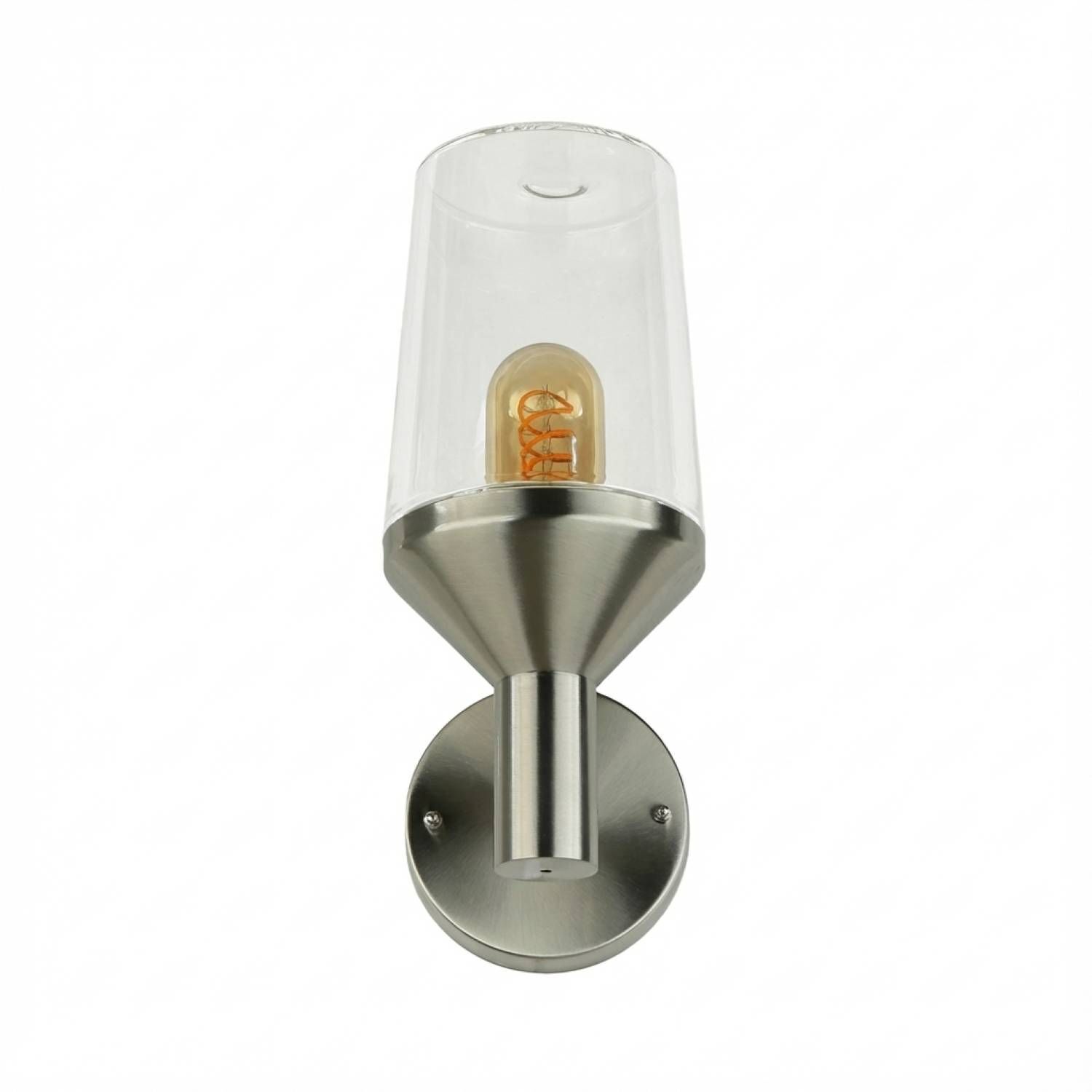 Außenwandleuchte Edelstahl Glas H: 29 cm IP44 E27 Wandlampe, Wandleuchte, Nachtlicht, E26/E27 Leuchte, Ersatzglas