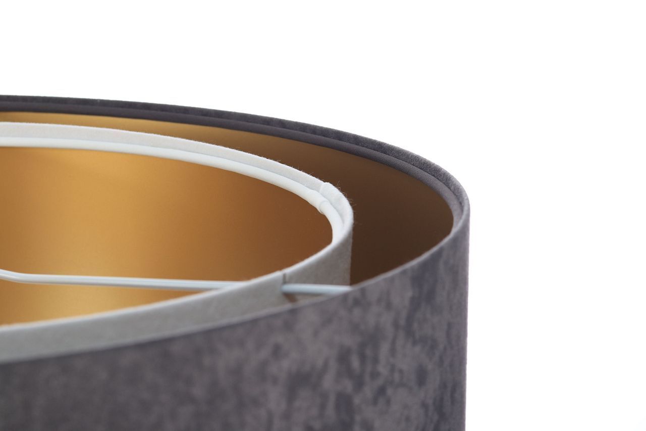 Suspension tissu gris foncé or E27 rond Ø 50 cm