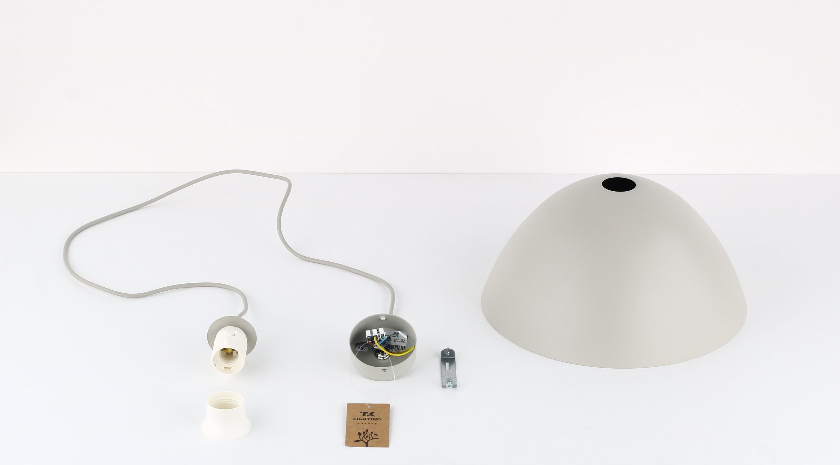 Suspension Métal Beige Ø 34 cm rond Hauteur réglable E27 Lampe, Lampenschirm