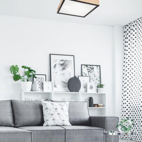 Plafonnier confortable en verre de pin L:48 cm E27 4-flmg Innenarchitektur, Wohnzimmer, Dekoration Ihres Zuhauses, Couch, Kissen