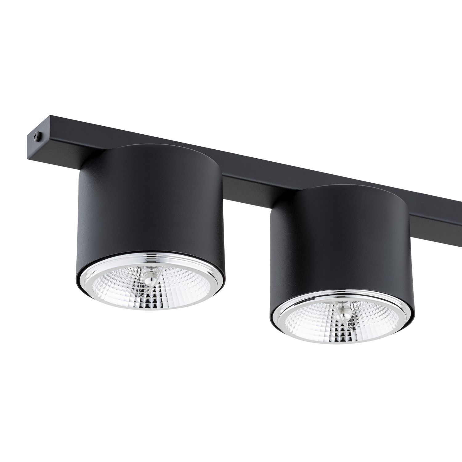 Plafonnier métal 70 cm de long Noir 3 feux GU10 AR111