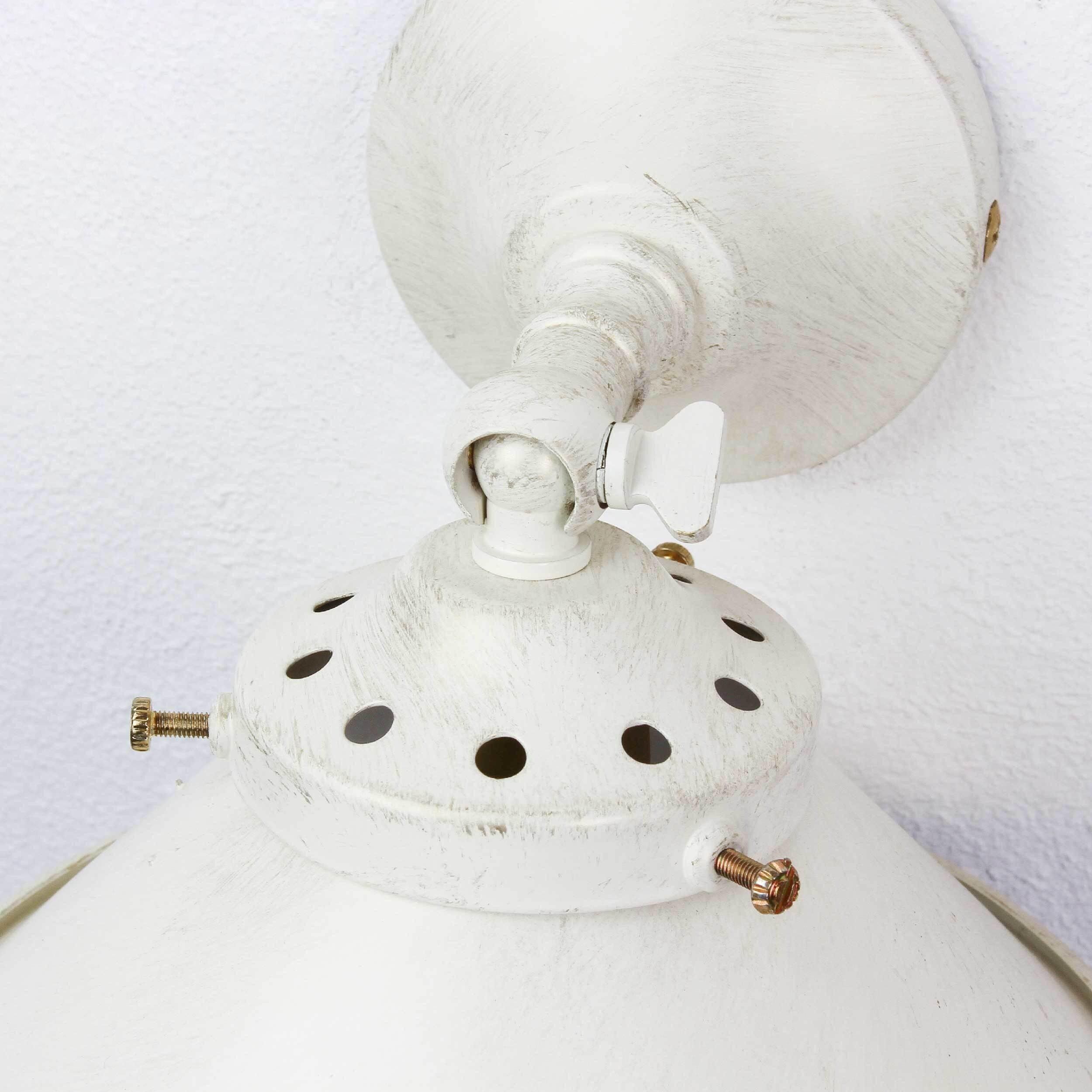 Wandleuchte Weiß Gold Shabby Chic aus Messing Leuchte, Beleuchtung, Lampe, Maschine, Schraube