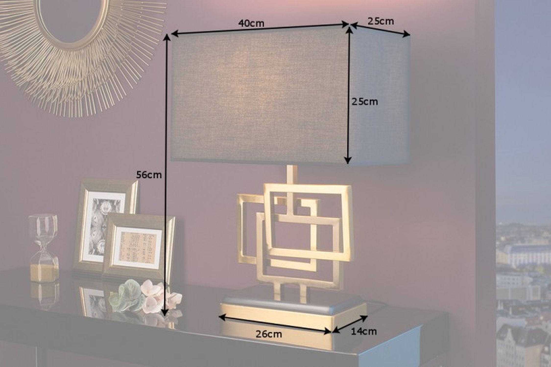 Lampe de table confortable noir or tissu anti-éblouissement E27