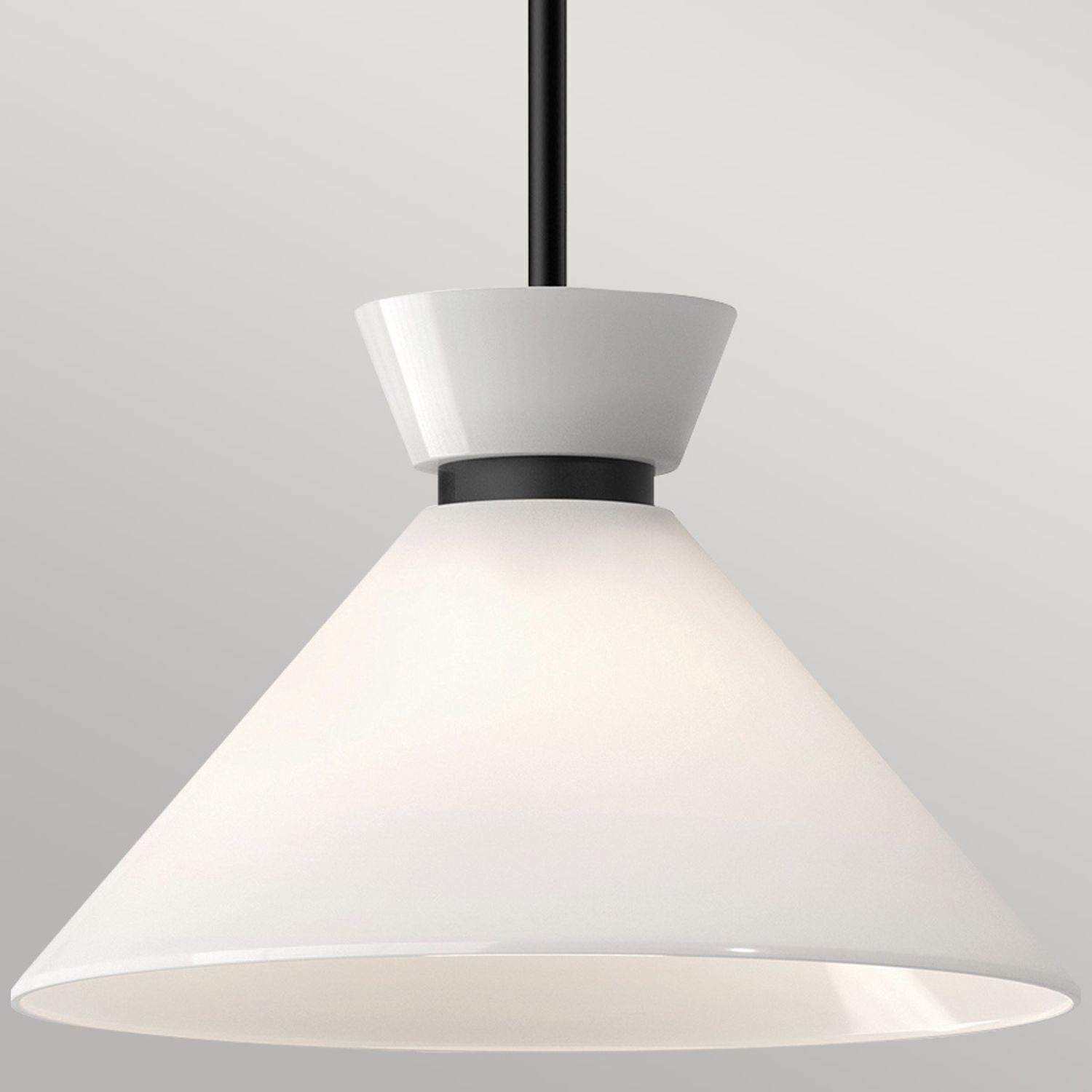 Suspension métal verre D : 35,8 cm rond noir blanc Lampe