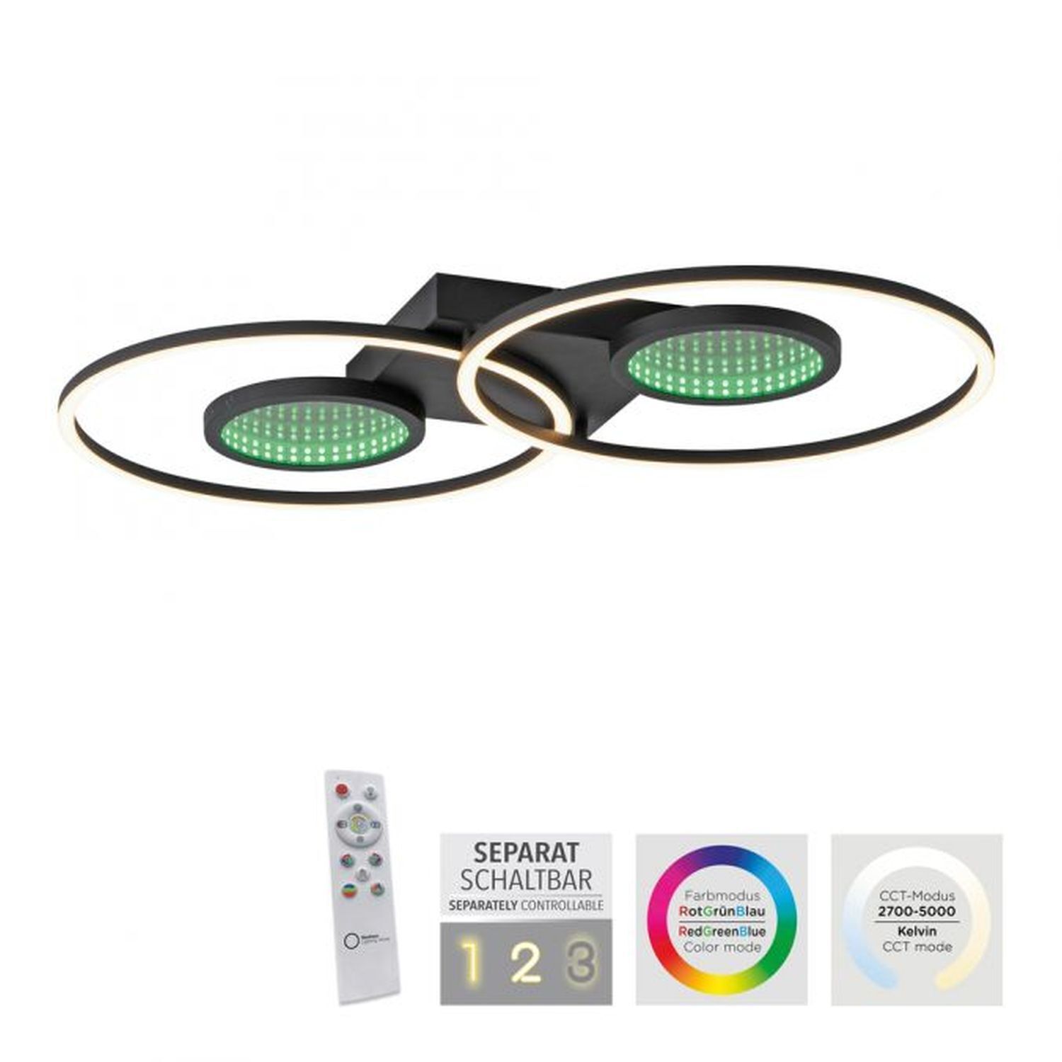 Lampe de plafonnier LED Télécommande Effet de profondeur 2700-5000 K Licht, Ampel