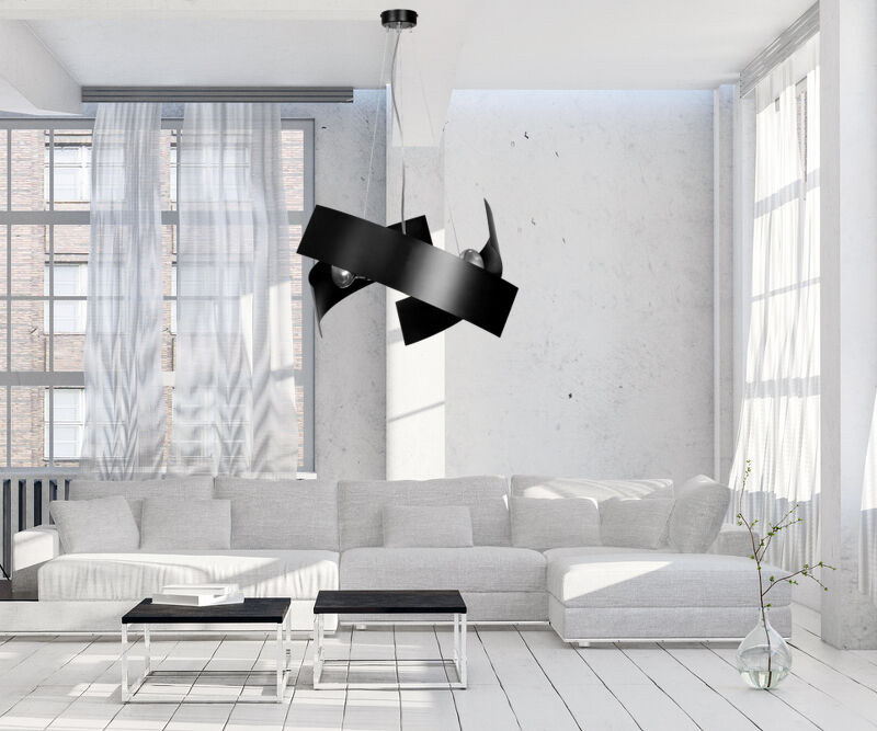 Design Hängeleuchte Schwarz Metall höhenverstellbar Wohnzimmer, Innenarchitektur, Couch, Dekoration für Zuhause, Kaffeetisch