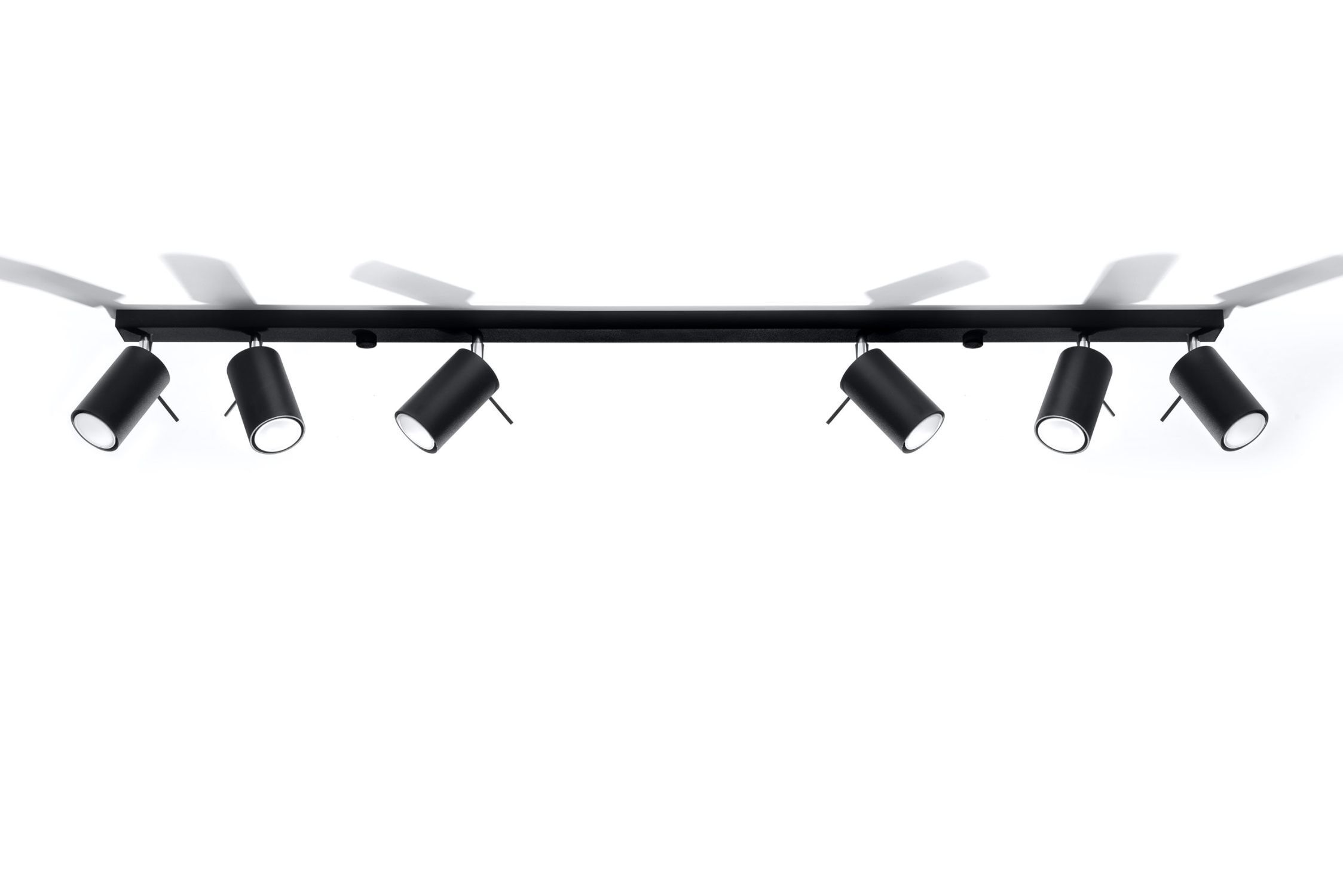 Spot de plafond noir métal 6 flammes 118 cm orientable