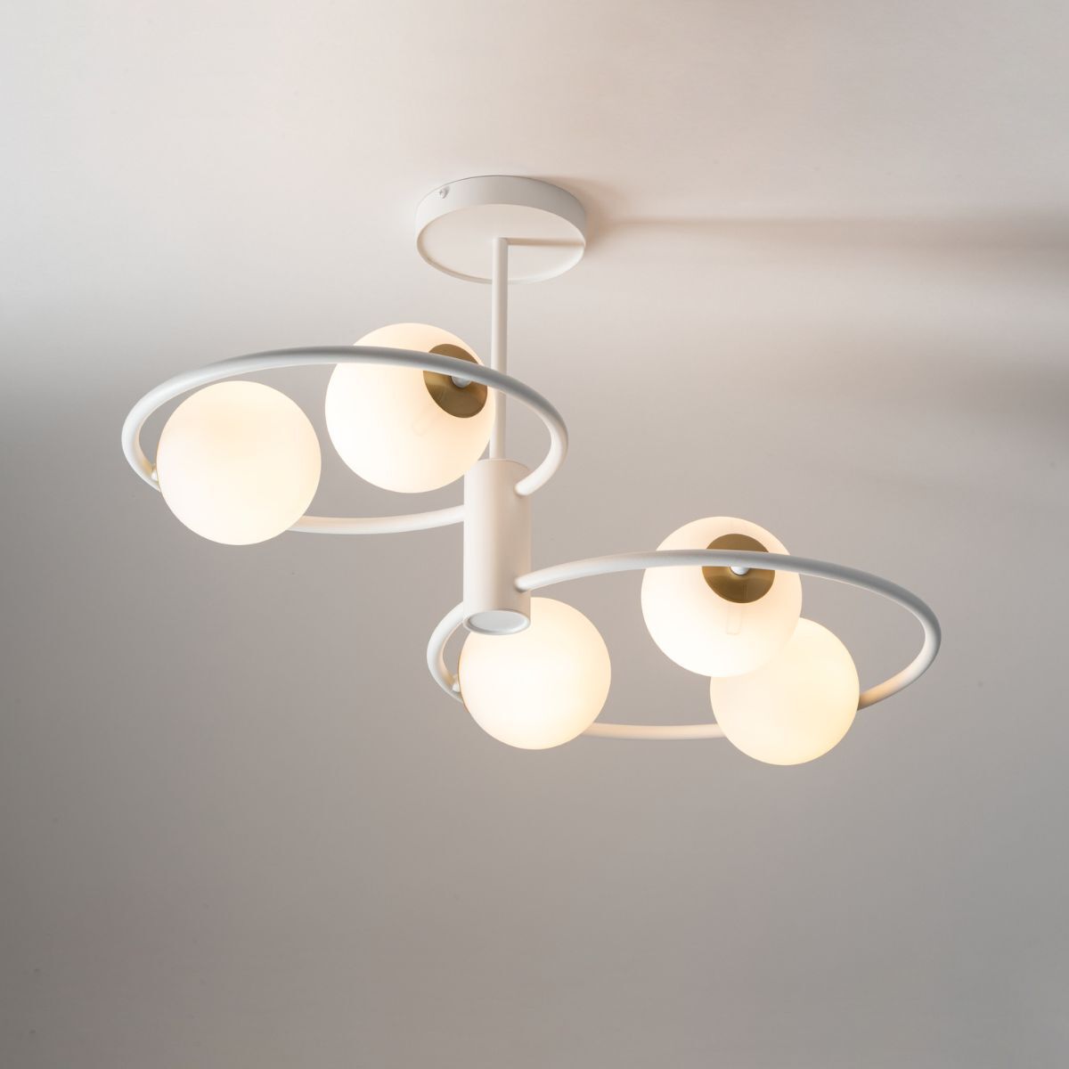 Plafonnier moderne verre métal G9 5 flammes à faible éblouissement