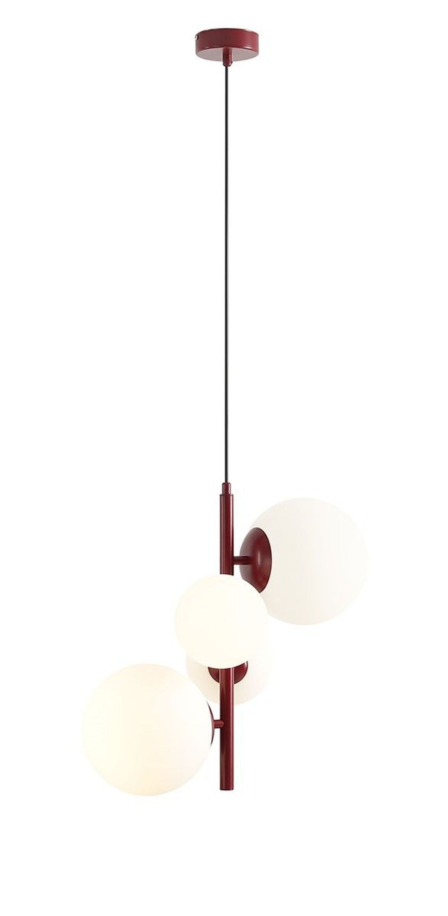 Lampe à suspendre moderne rouge blanc 4-flmg L:46 cm verre métal