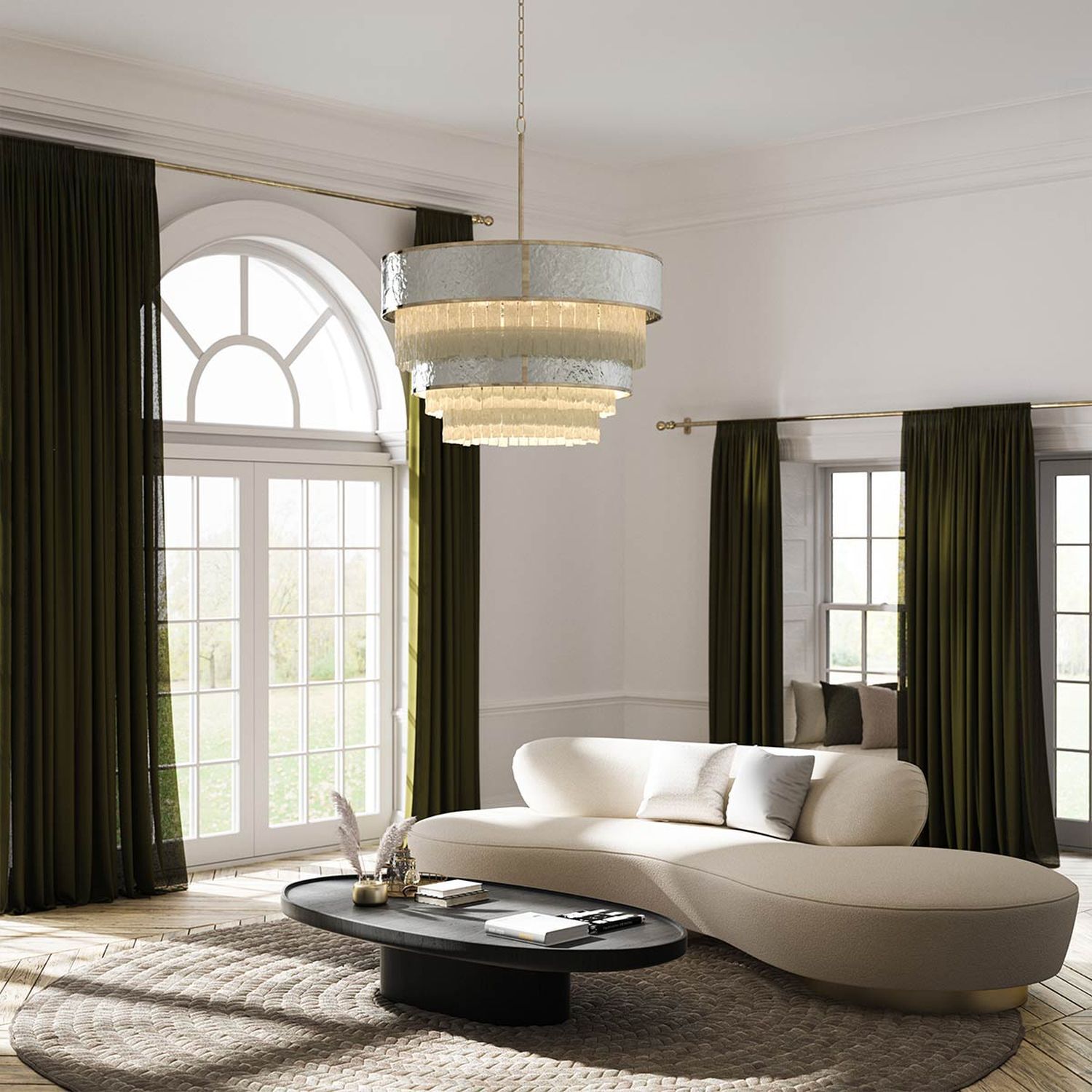 Grande lampe à suspendre ronde Ø 81,3 cm H : max. 409,4 cm 12x E14