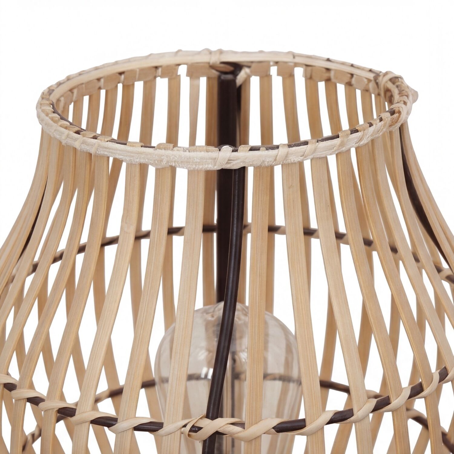 Moderne Stehlampe Bambus Natur Schwarz E27 60 cm 2-flmg lampe, gewebt, rattan, tischlampe, globe-glühbirne