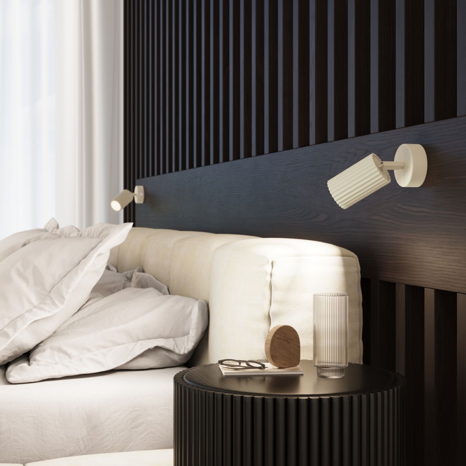 Applique murale pivotante GU10 L : 8 cm petite en crème Moderne Drinnen, Innenarchitektur, Kissen, Dekoration für Zuhause, Holzpaneele