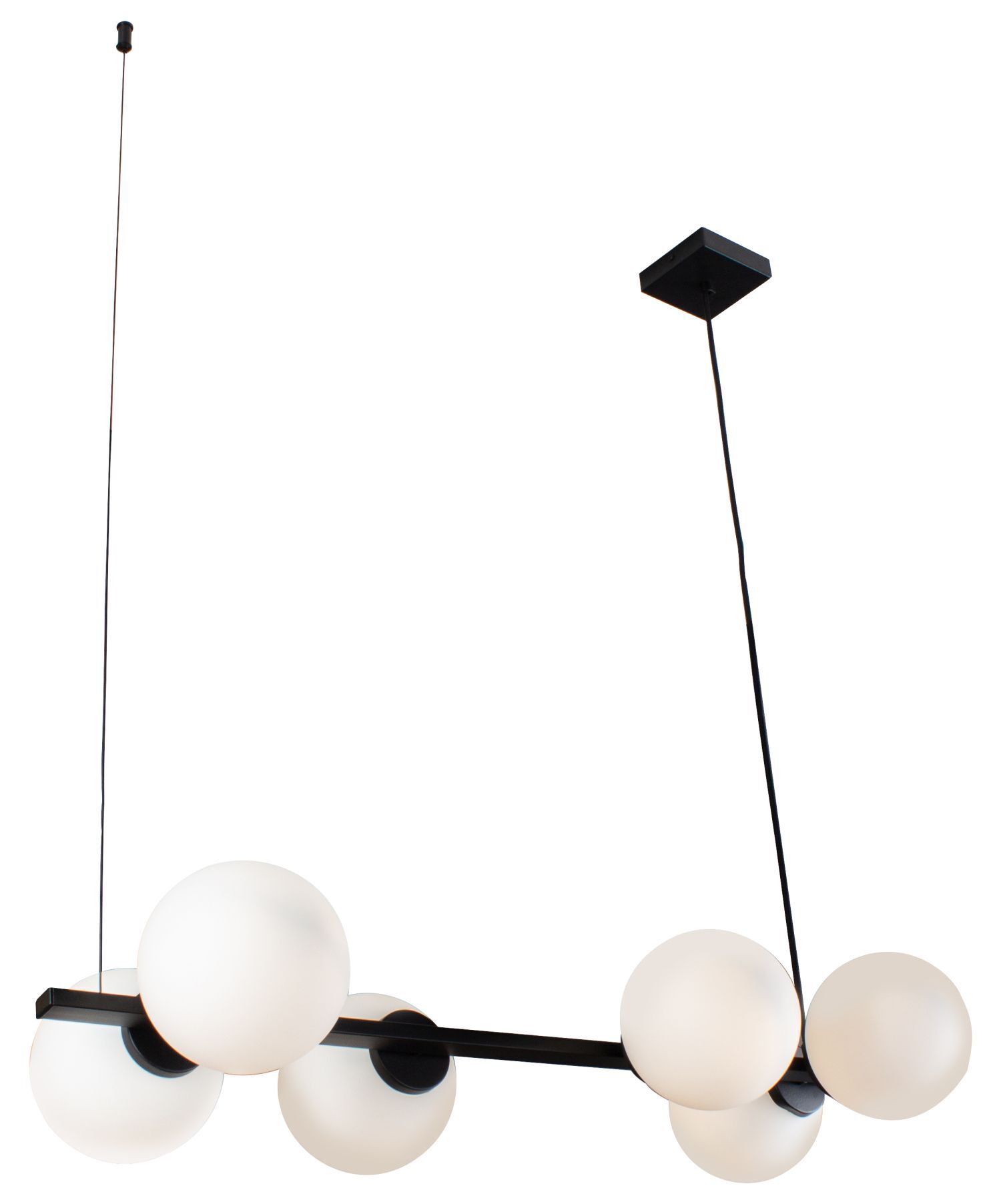 Suspension noir blanc L:80 cm E14 boules satiné