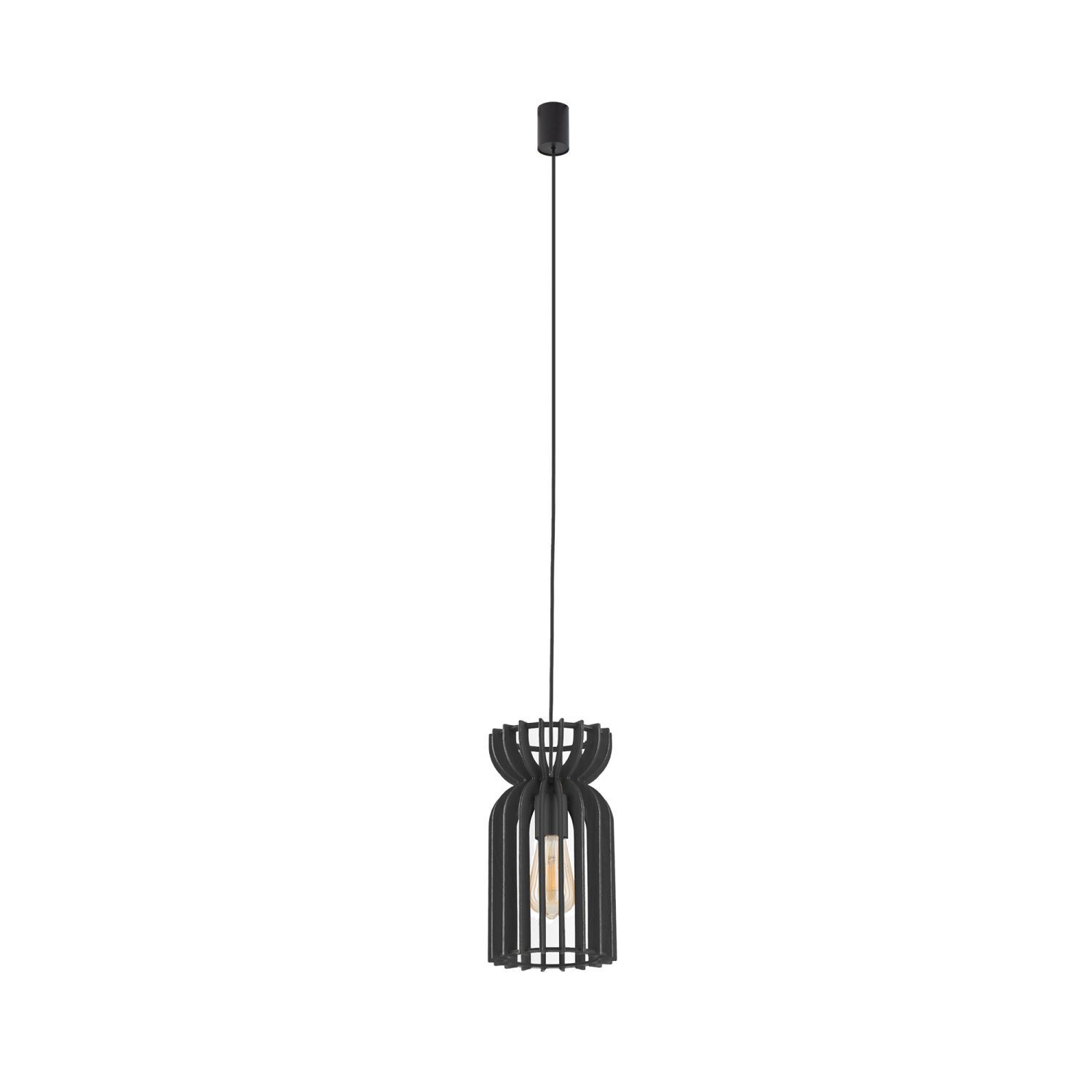 Suspension en bois Ø 16 cm Noir E27 réglable