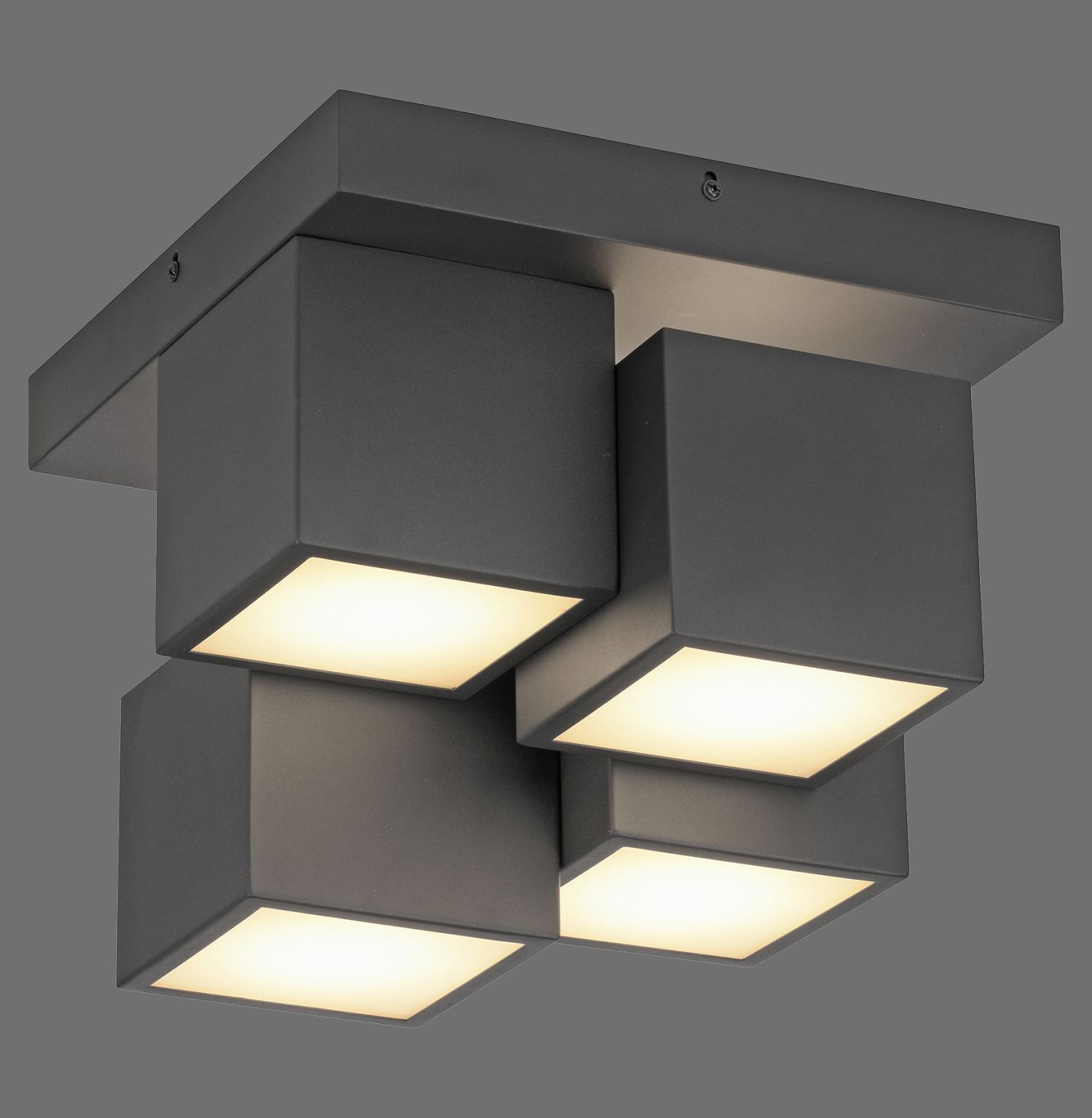 Plafonnier LED Métal Cube L:30 cm 2400 lm Noir Deckenleuchte, Leuchte