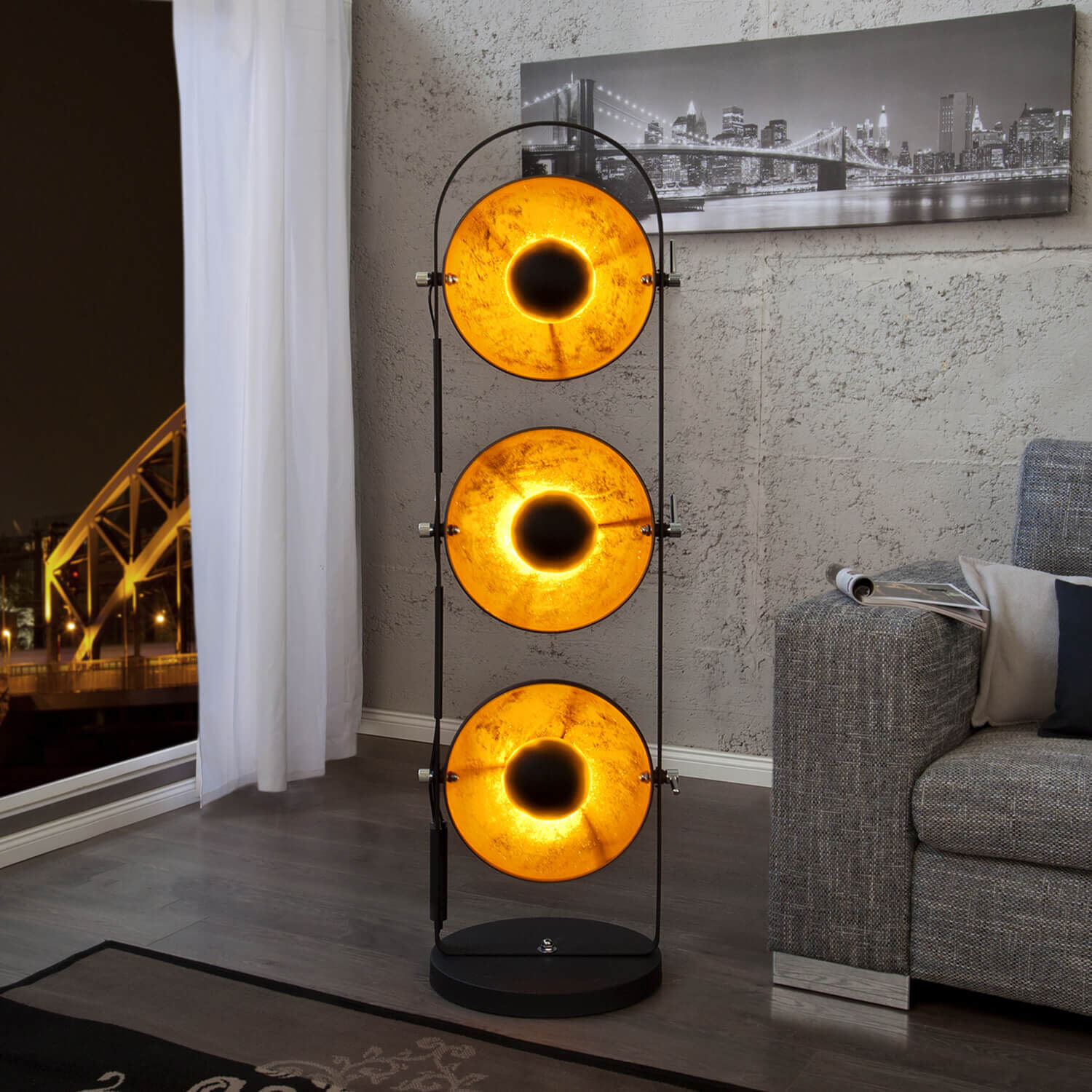 Exceptionnel Lampadaire 130cm noir or Lampe, Stehlampe