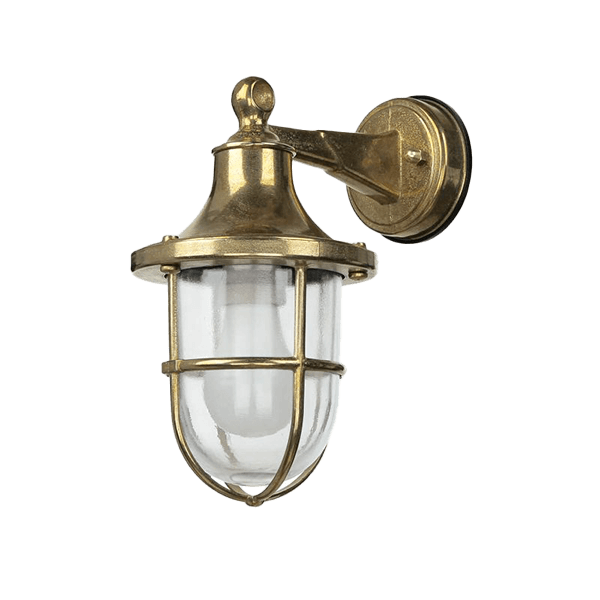 Luminaires extérieurs en laiton Außenlampe, Wandleuchte, Messing, Glasabdeckung, Schutzgitter