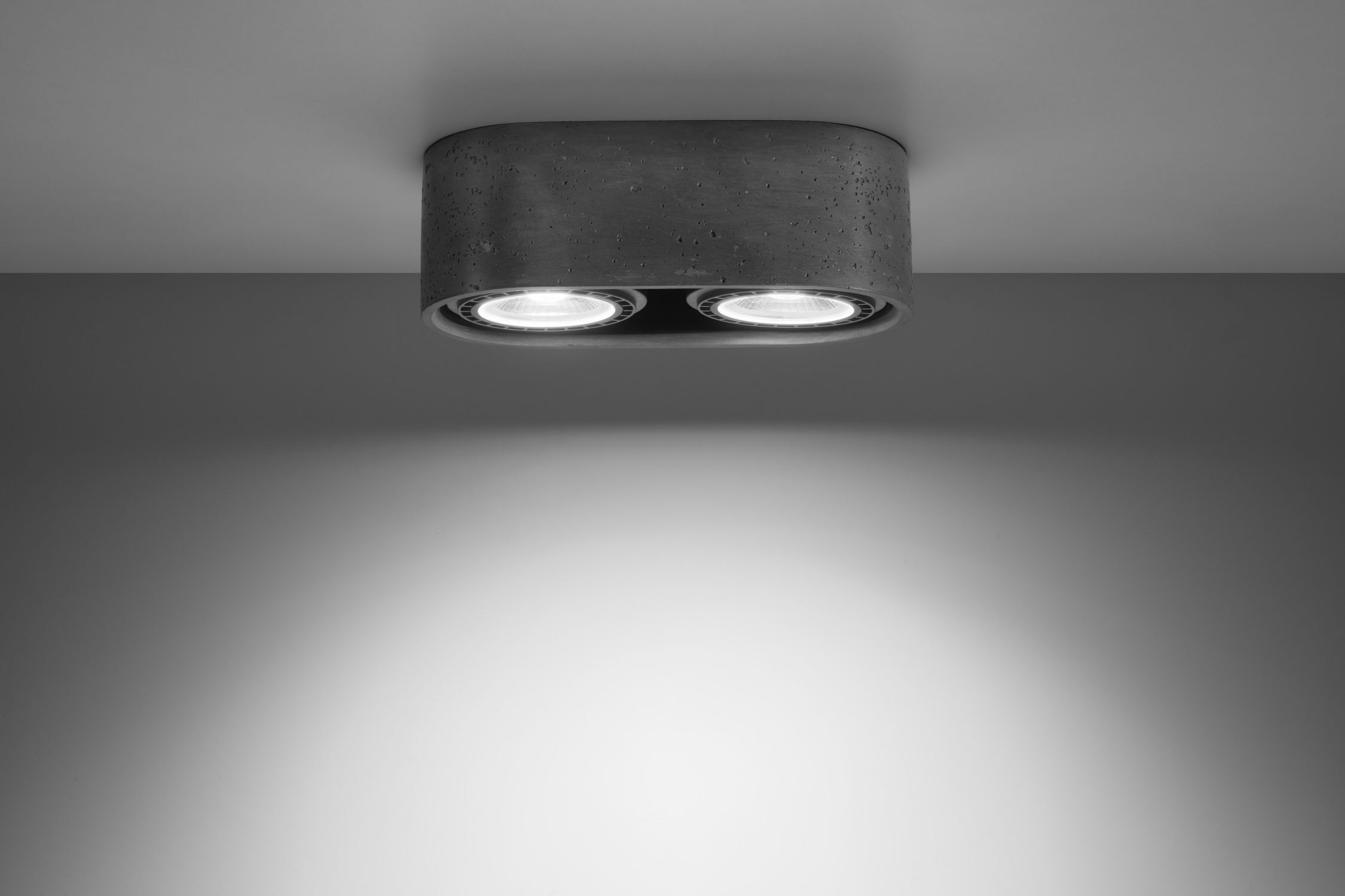 Spot lampe béton 2x GU10 L : 27 cm H : 9 cm petit plafond