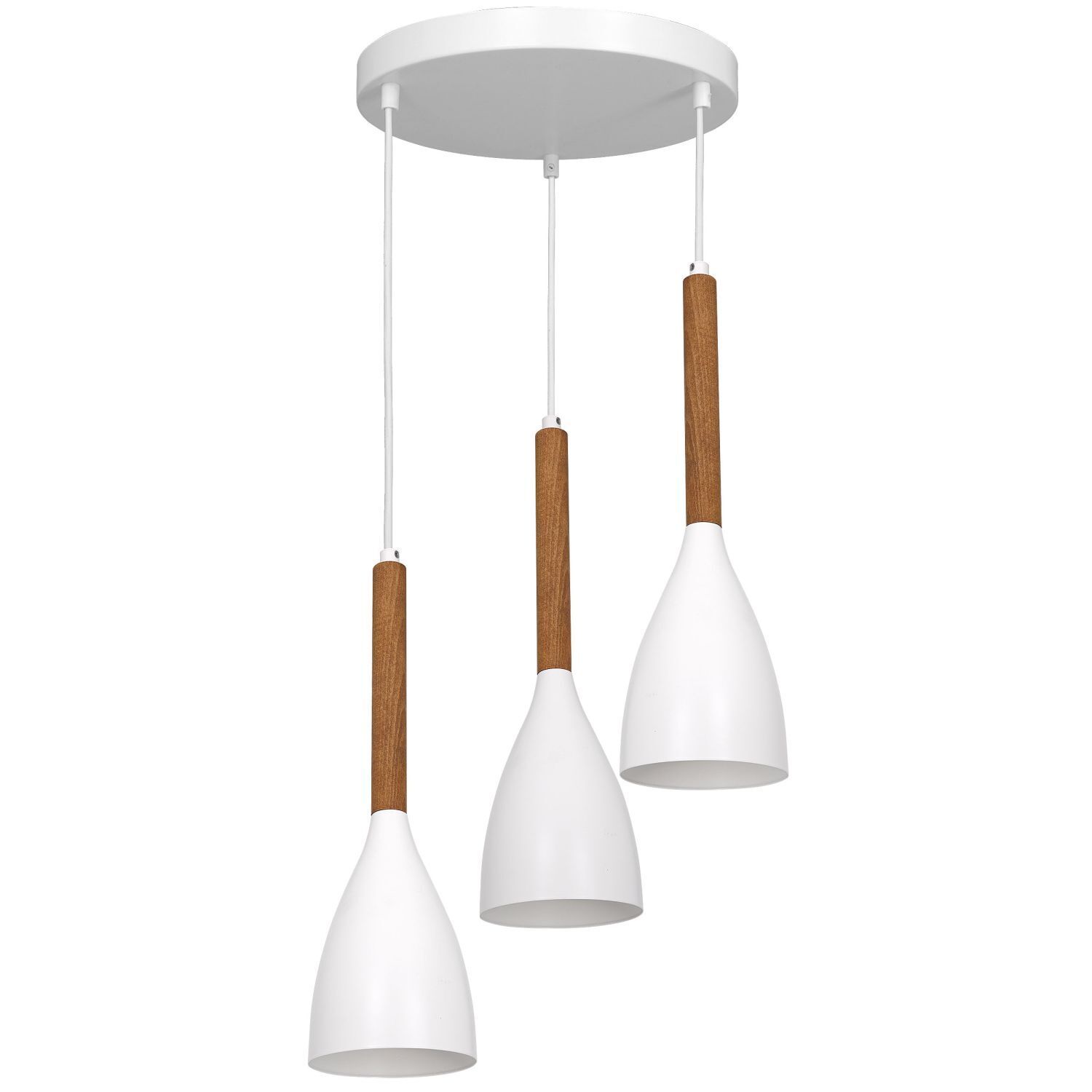 Lampe à suspendre métal bois blanc Design scandinave