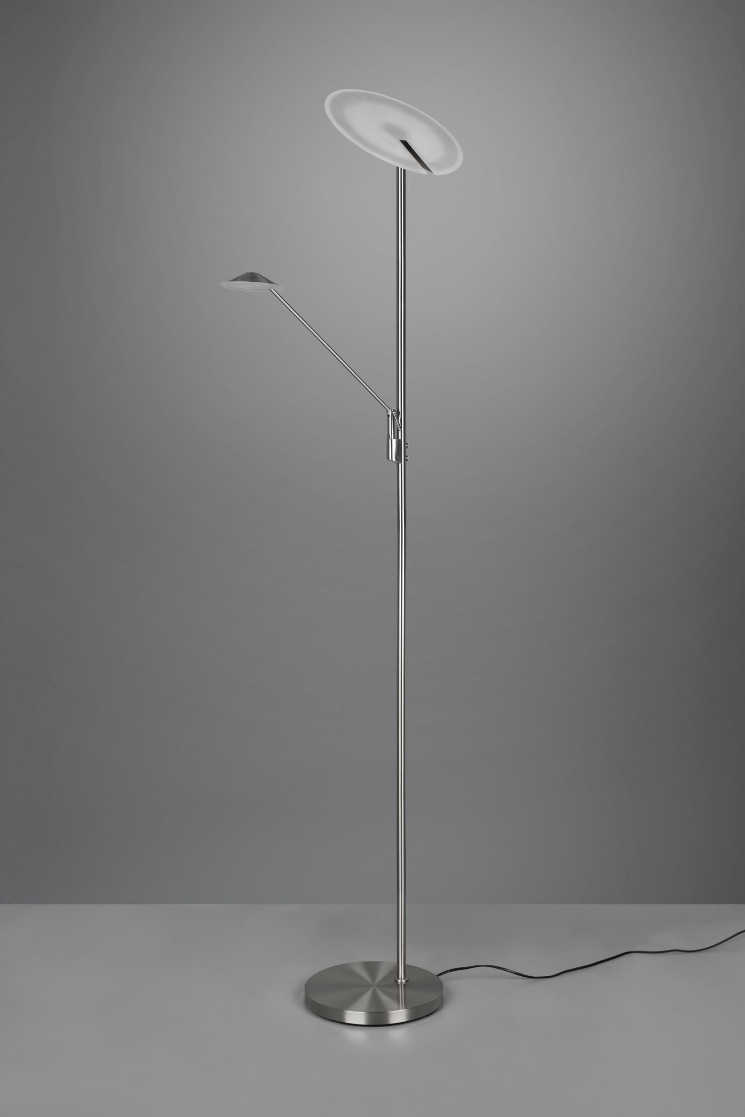 Lampadaire LED flexible à intensité variable 180 cm en nickel