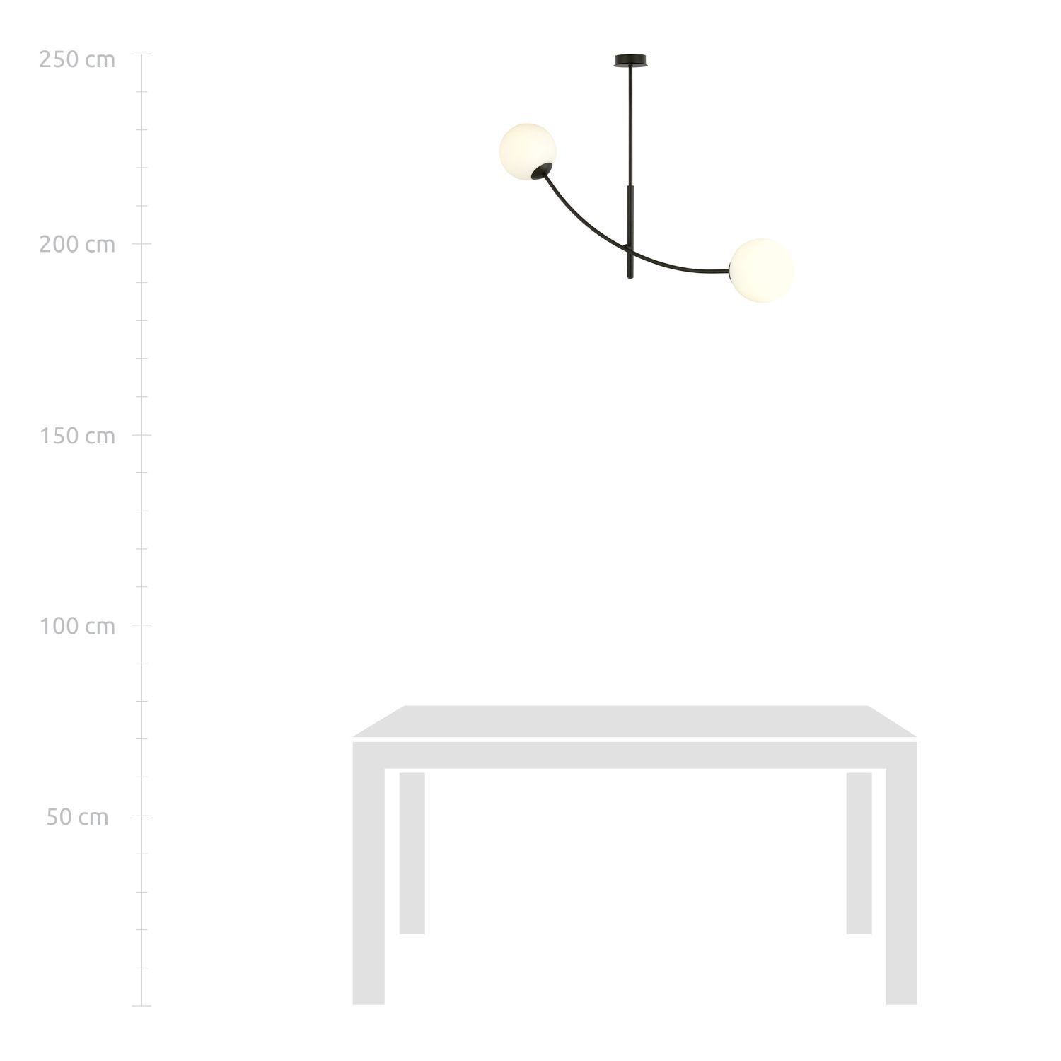 Plafonnier verre métal L : 83 cm orientable noir blanc E14