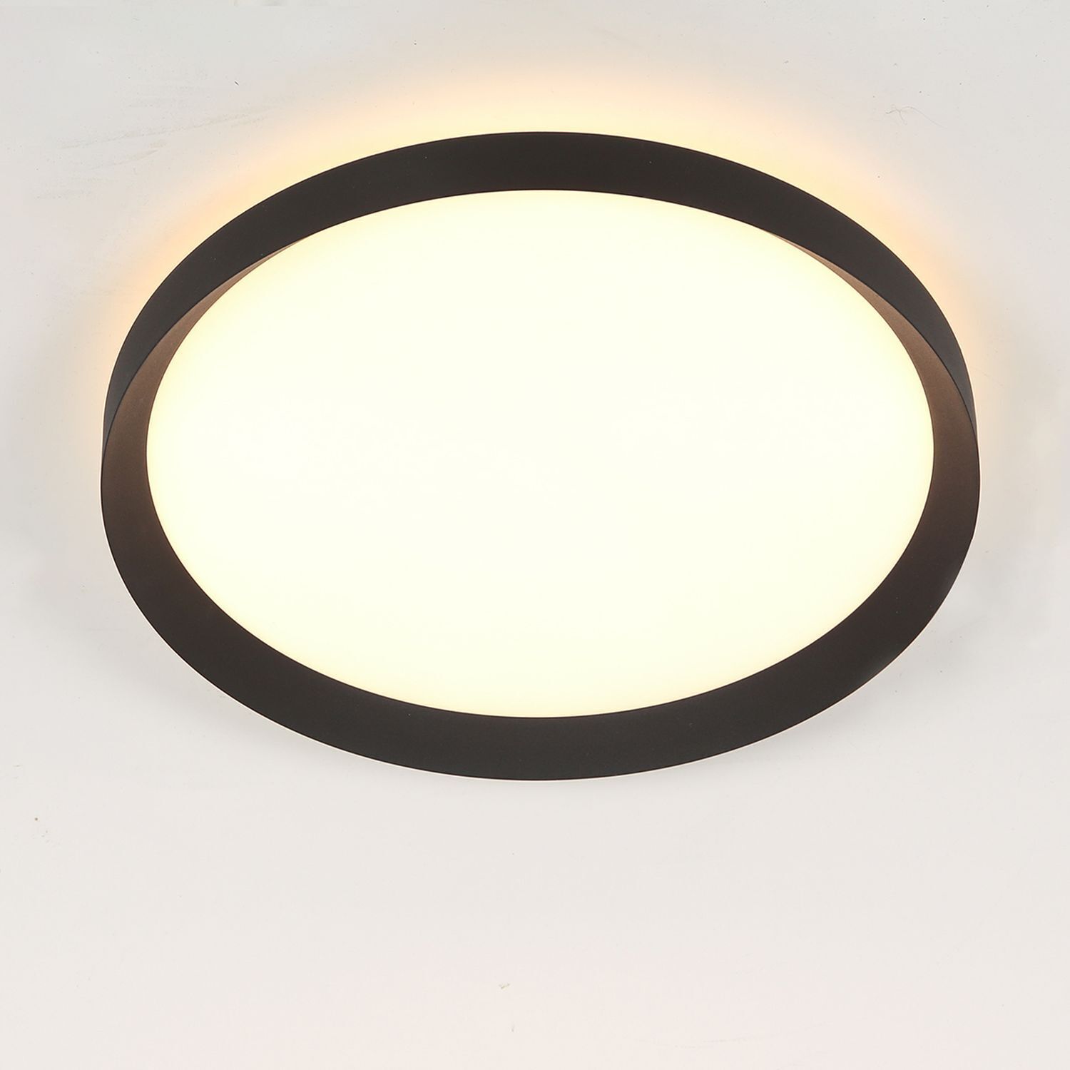 Plafonnier LED noir blanc L:40 cm 2700 K rond