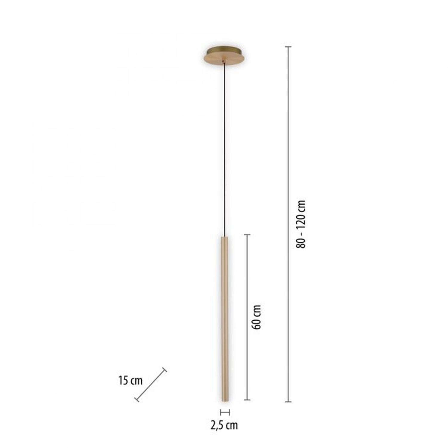 Suspension LED en laiton métal Ø2,5 cm 4 W dimmable