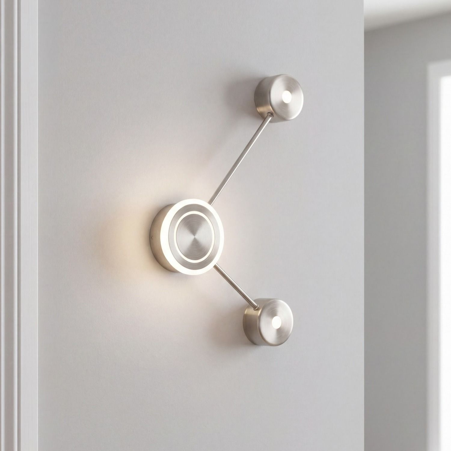 Applique LED aluminium dimmable H:44 cm 3000 K argent Wandlampe, LED-Beleuchtung, Rundlich, Metall, Wandlampe mit Arm