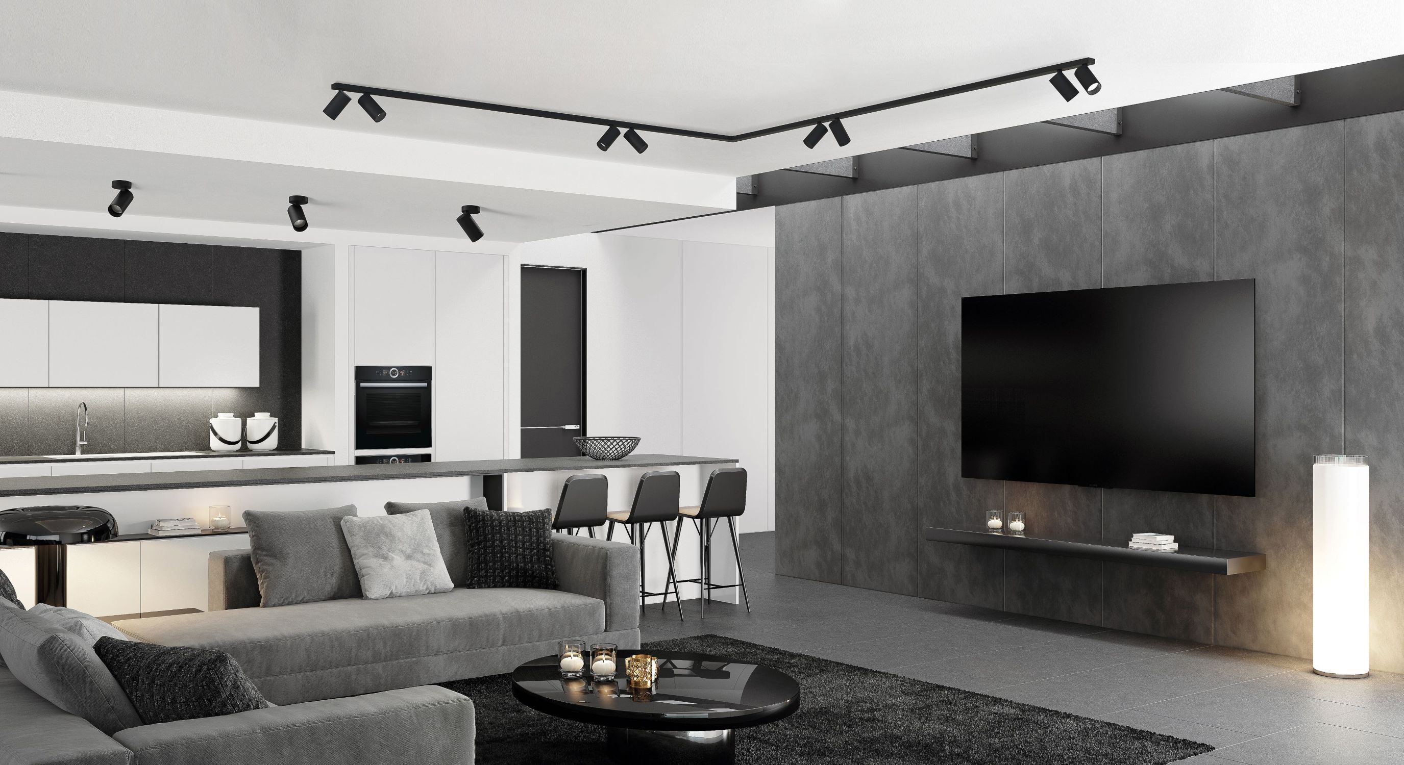 Spot de plafond noir 2x 2 m orientable 8x GU10 Spot de plafond noir 2x 2 m orientable 8x GU10