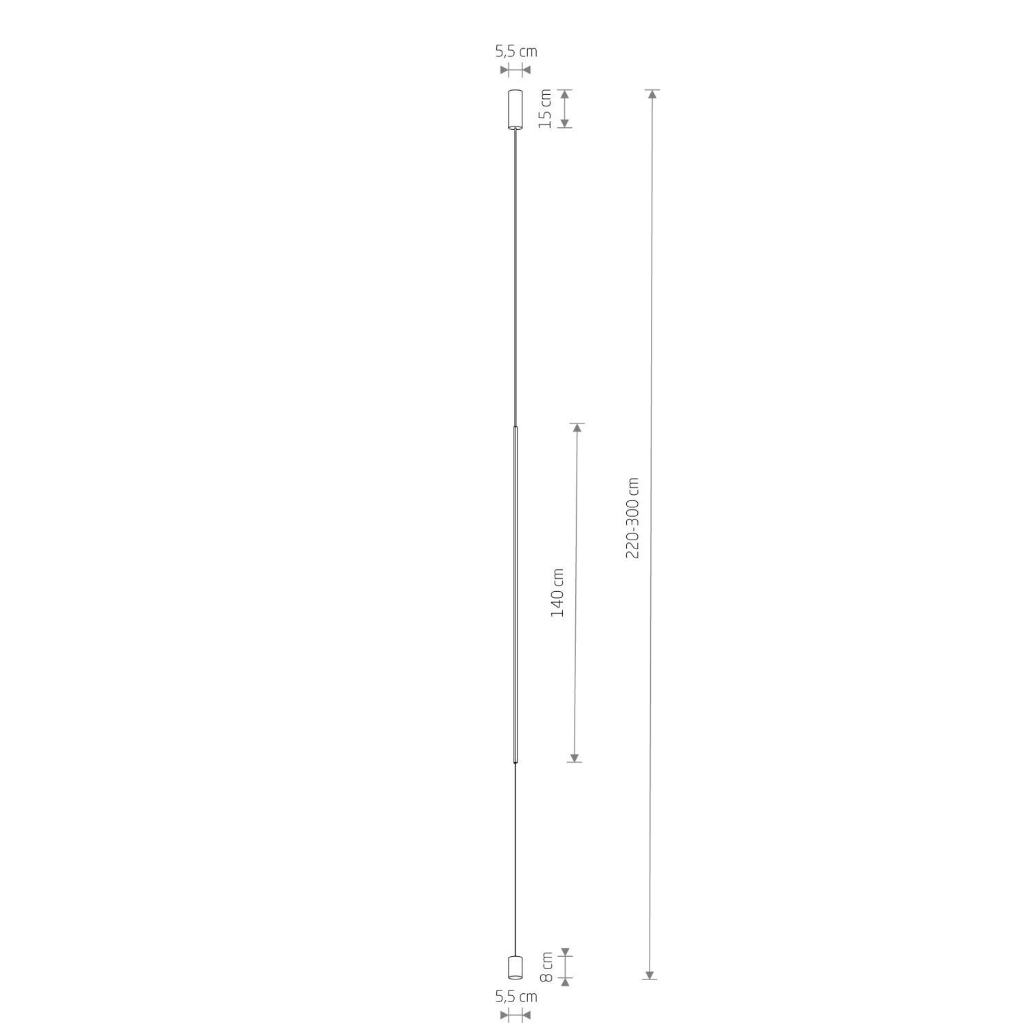 Suspension LED Noir Ø 5,5 cm Métal étroit