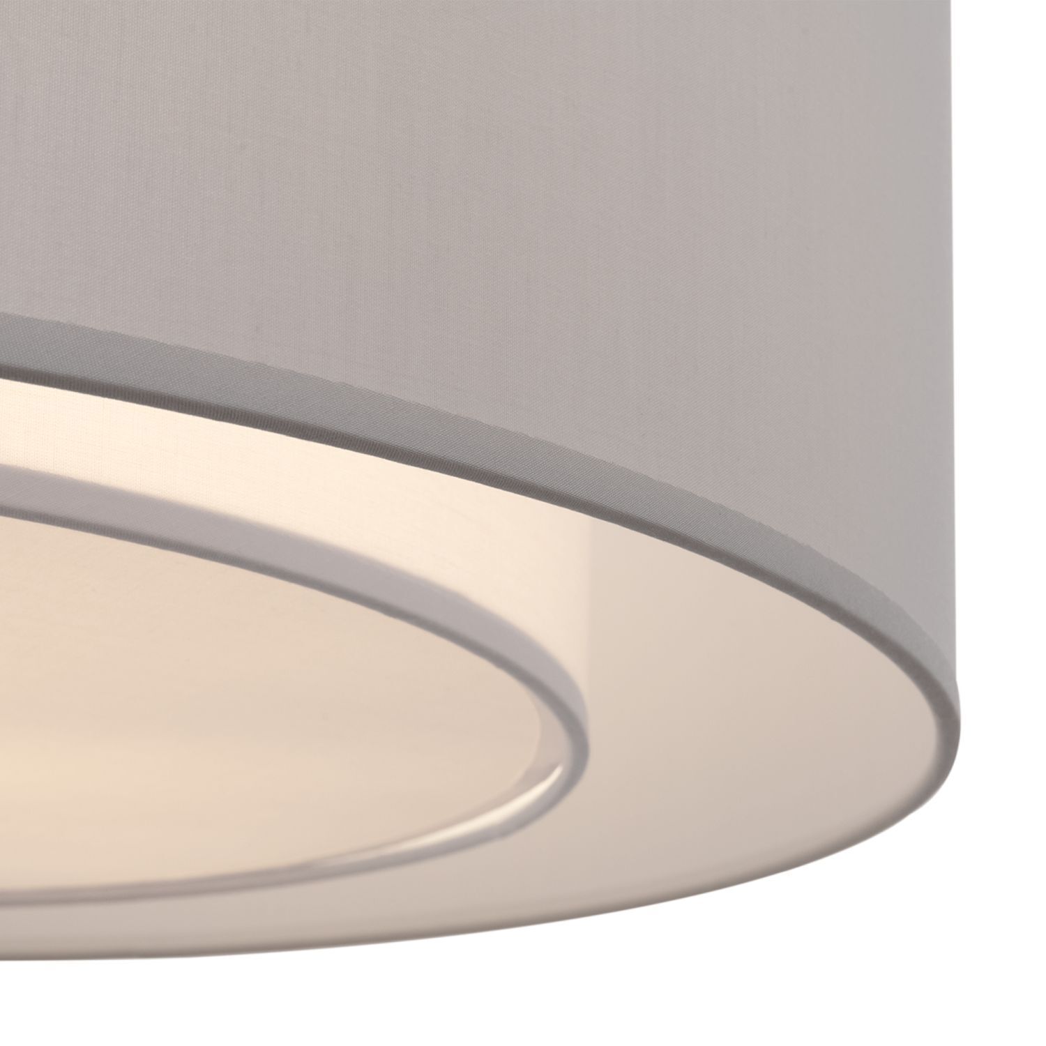 Plafonnier métal tissu rond Ø 52 cm chrome gris clair