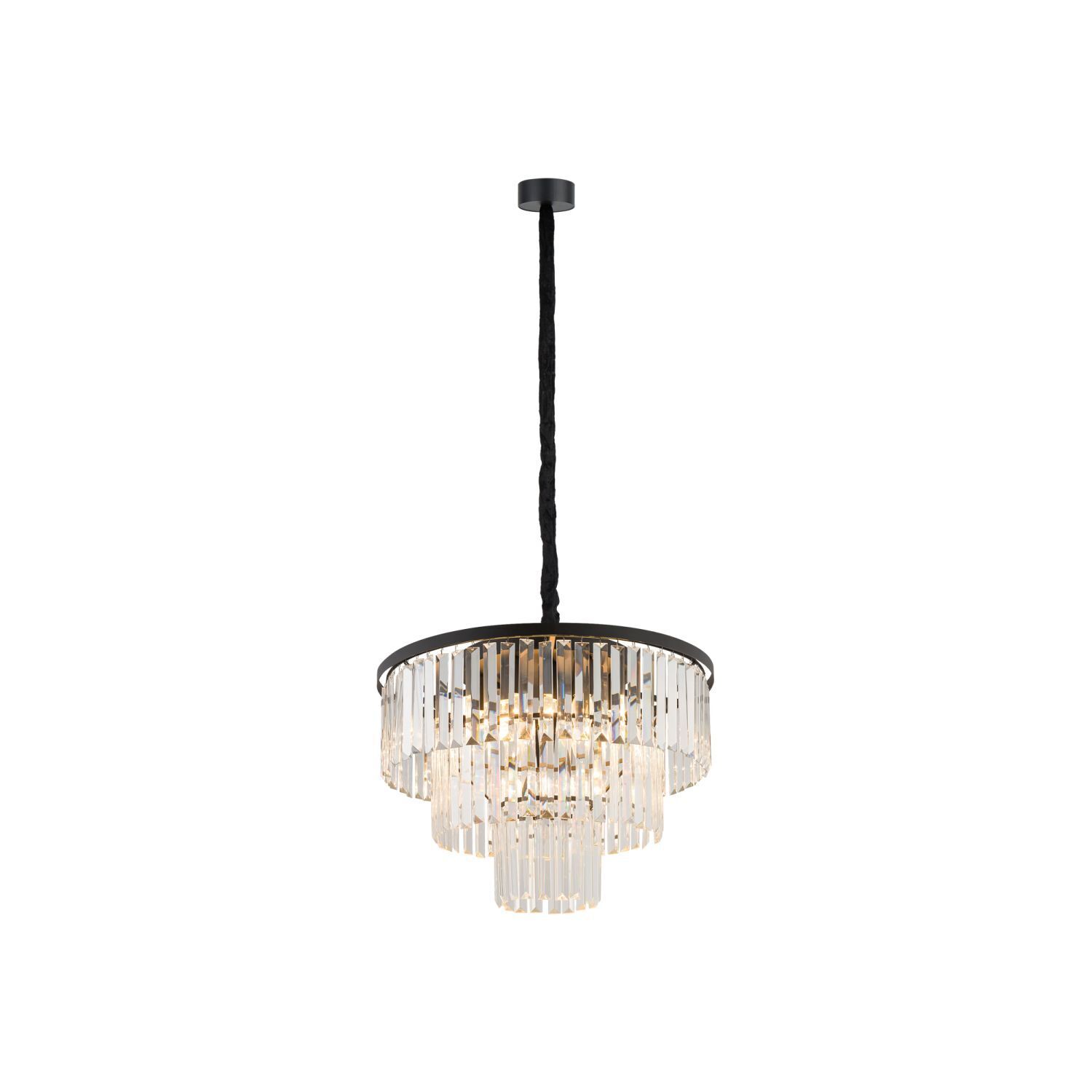 Suspension cristal 9x E14 Ø 56 cm en noir transparent