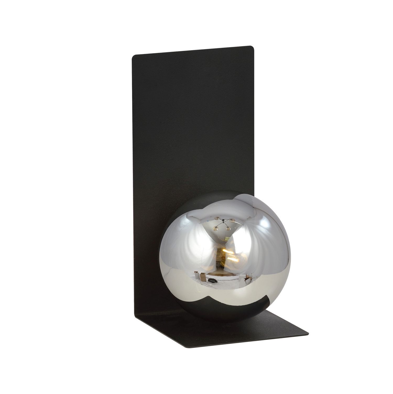 Applique Abat-jour sphérique Verre fumé Métal Noir Gris H : 30 cm