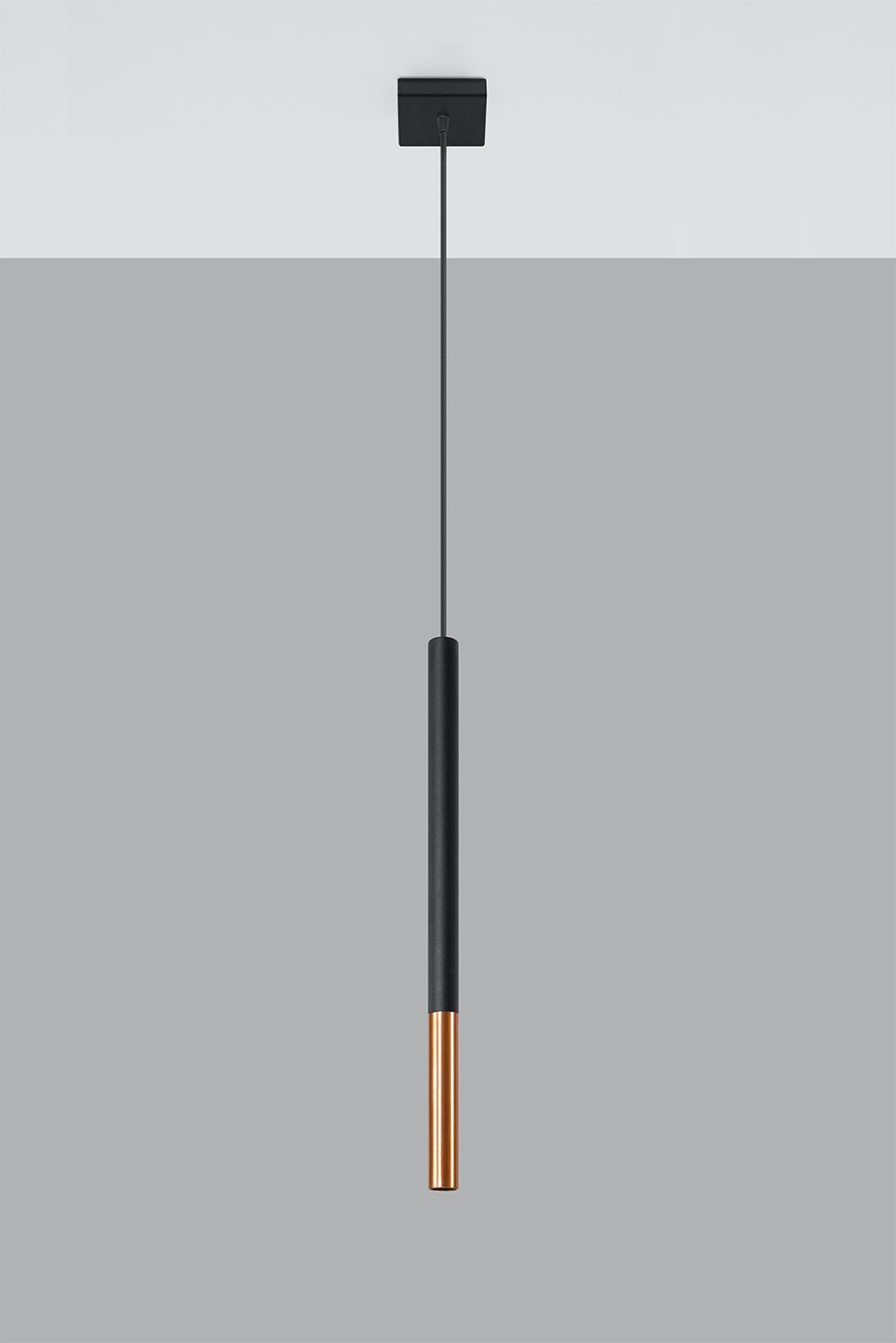 Lampe à suspendre noire cuivre Ø 2,5 cm étroit cylindre G9