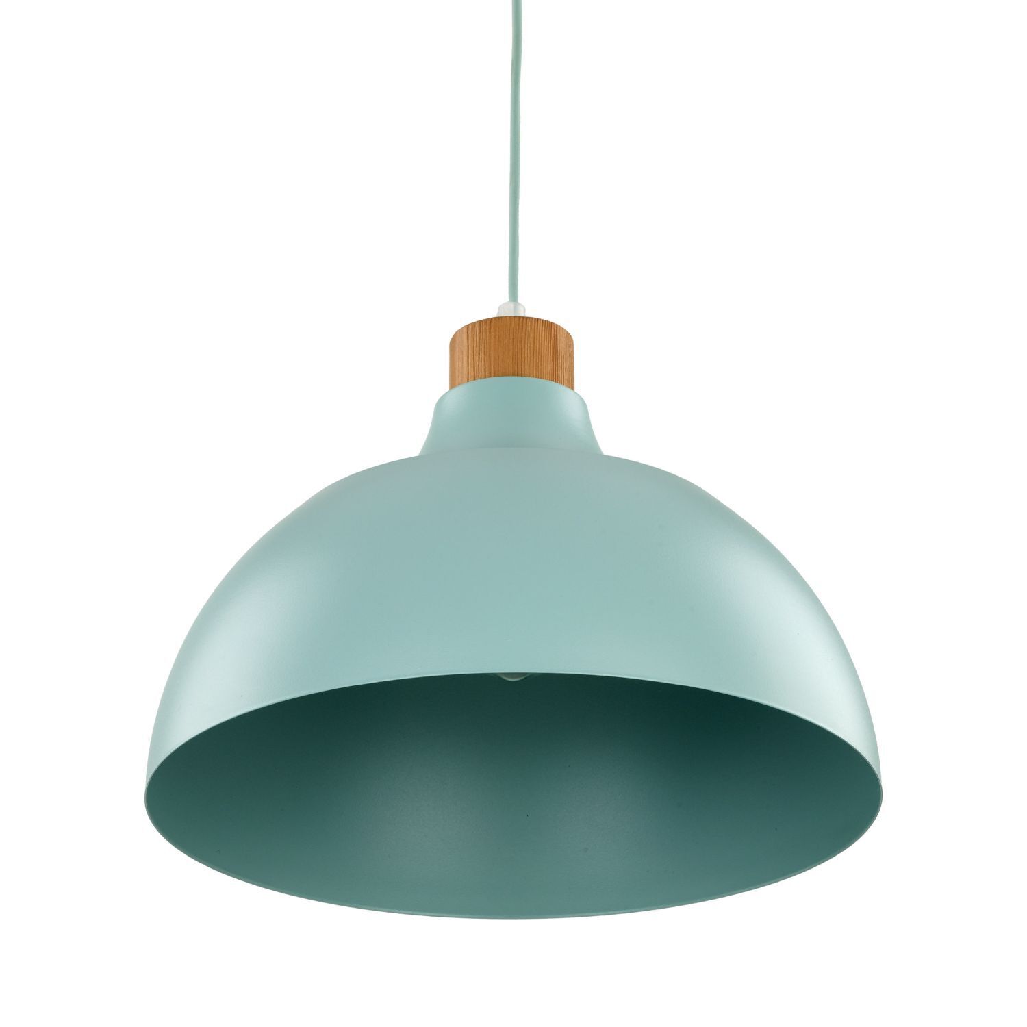 Lampe à suspendre métal bois Ø 34 cm rond menthe verte E27 Retro