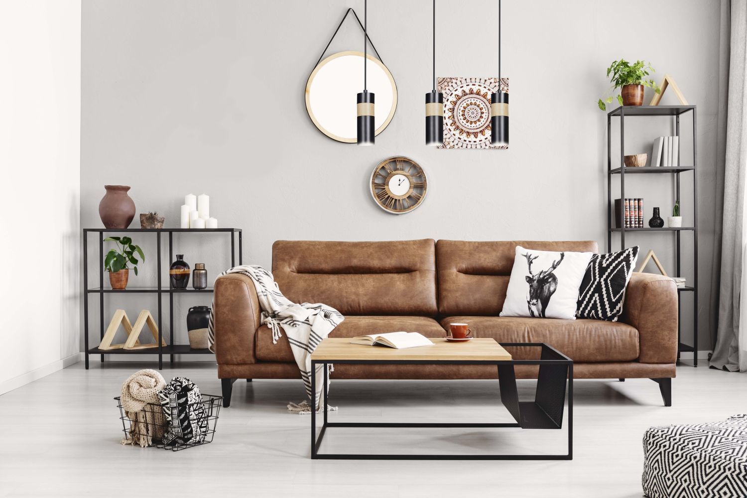 Suspension Noir Scandinave 3 flammes GU10