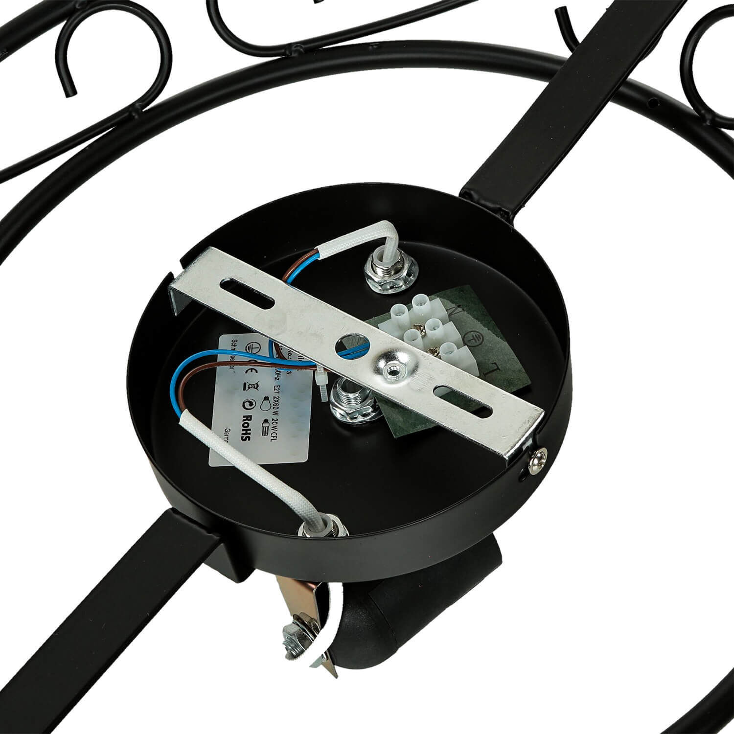 Plafonnier rustique blanc noir verre albâtre Kochtopf, Kochgeschirr