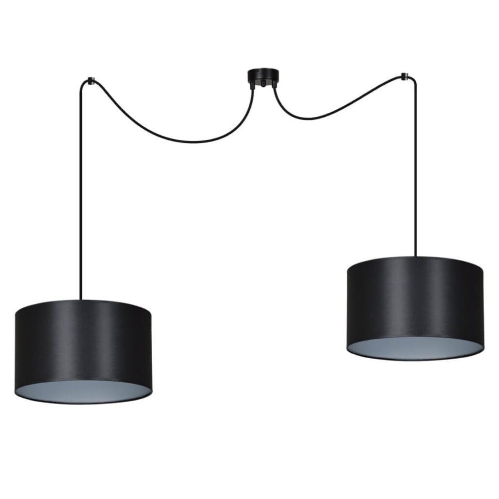 Suspension réglable Noir Argent Tissu Moderne