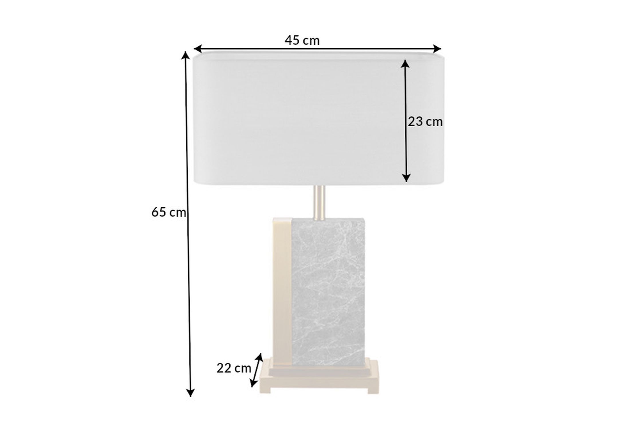 Lampe de chevet tissu marbre acier 65 cm en or gris