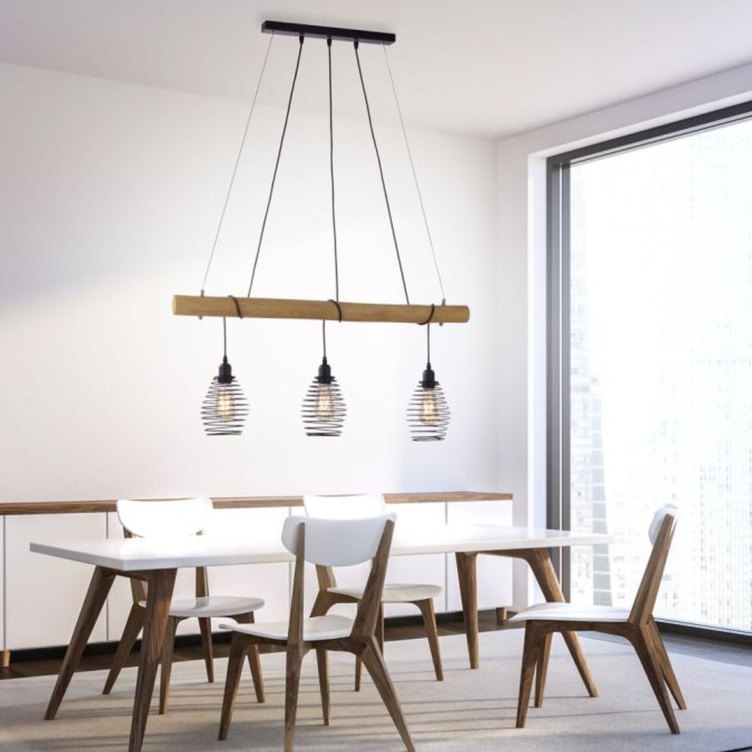 Suspensions E27 90 cm Noir Naturel Vintage Esstisch, Mobiliar, Tabelle, Esszimmer, Innenarchitektur