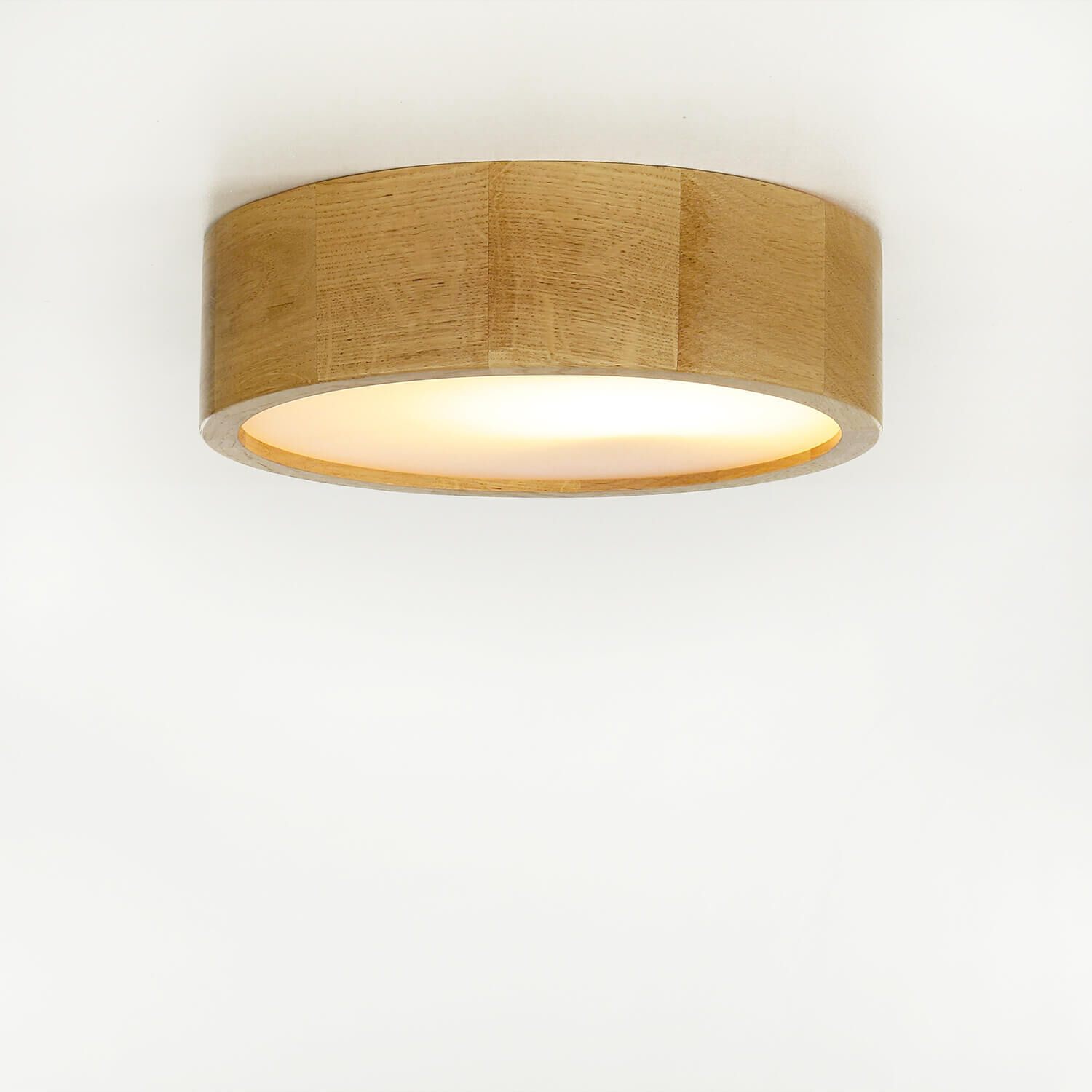 Plafonnier salon chêne rond bois lampe