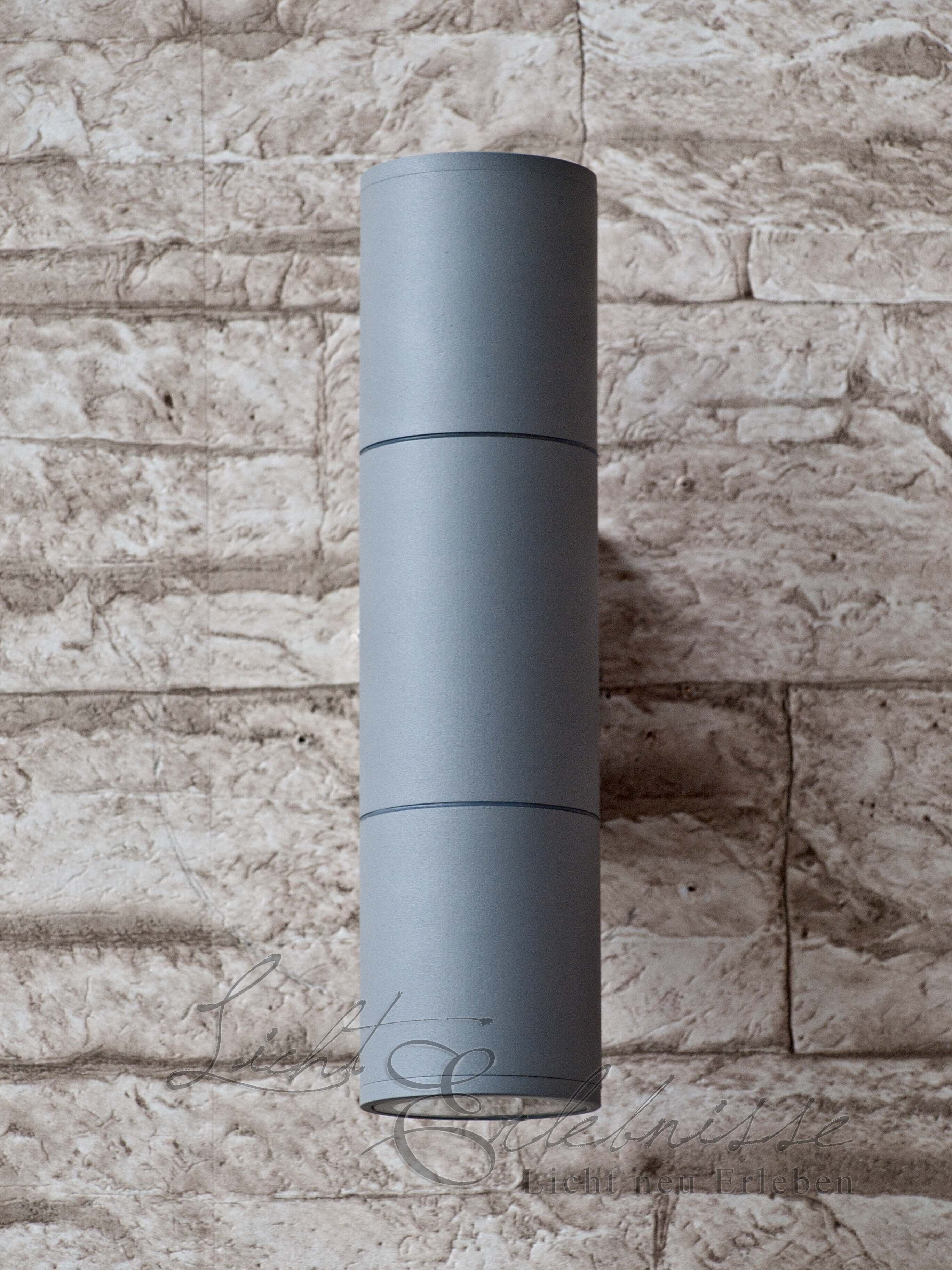 Up&Downstrahler Aussenleuchte in grau Zylinder, Architektur, Gebäude, Mauer, Lampe