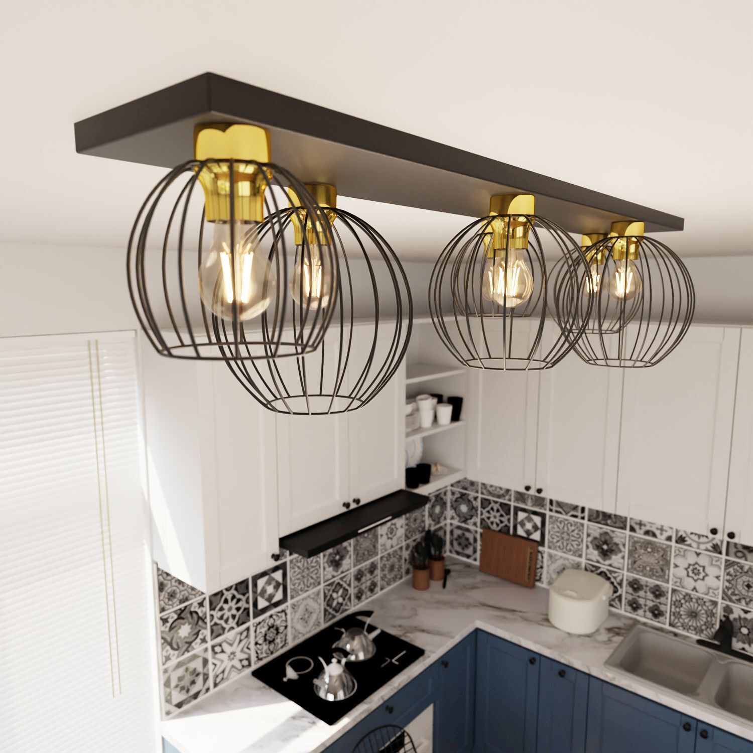 Küchenleuchte, Hängelampe, Metallkugel, Edison Licht, Hängelampen-Design