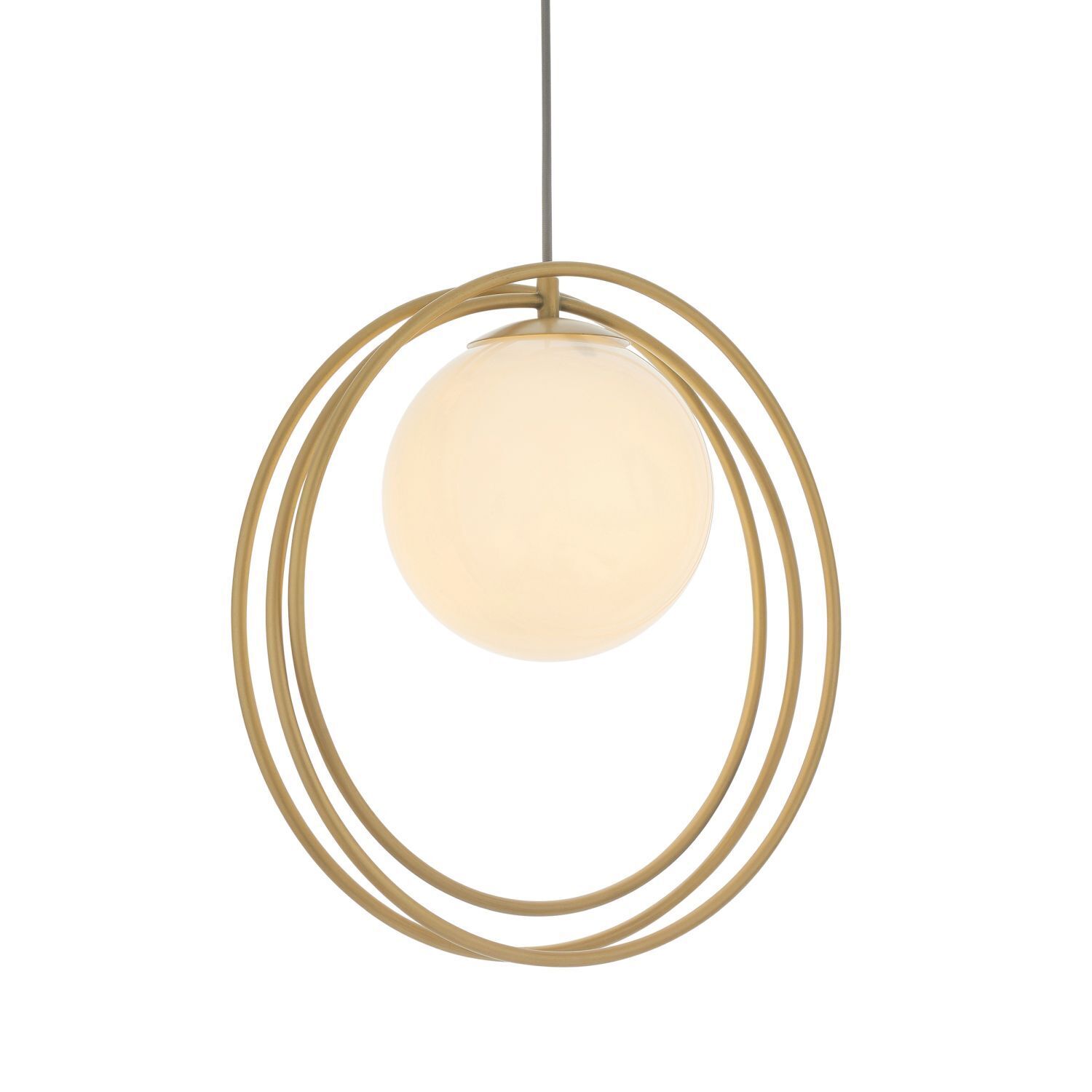 Lampe à suspendre verre métal double abat-jour E27 or blanc WHITBY