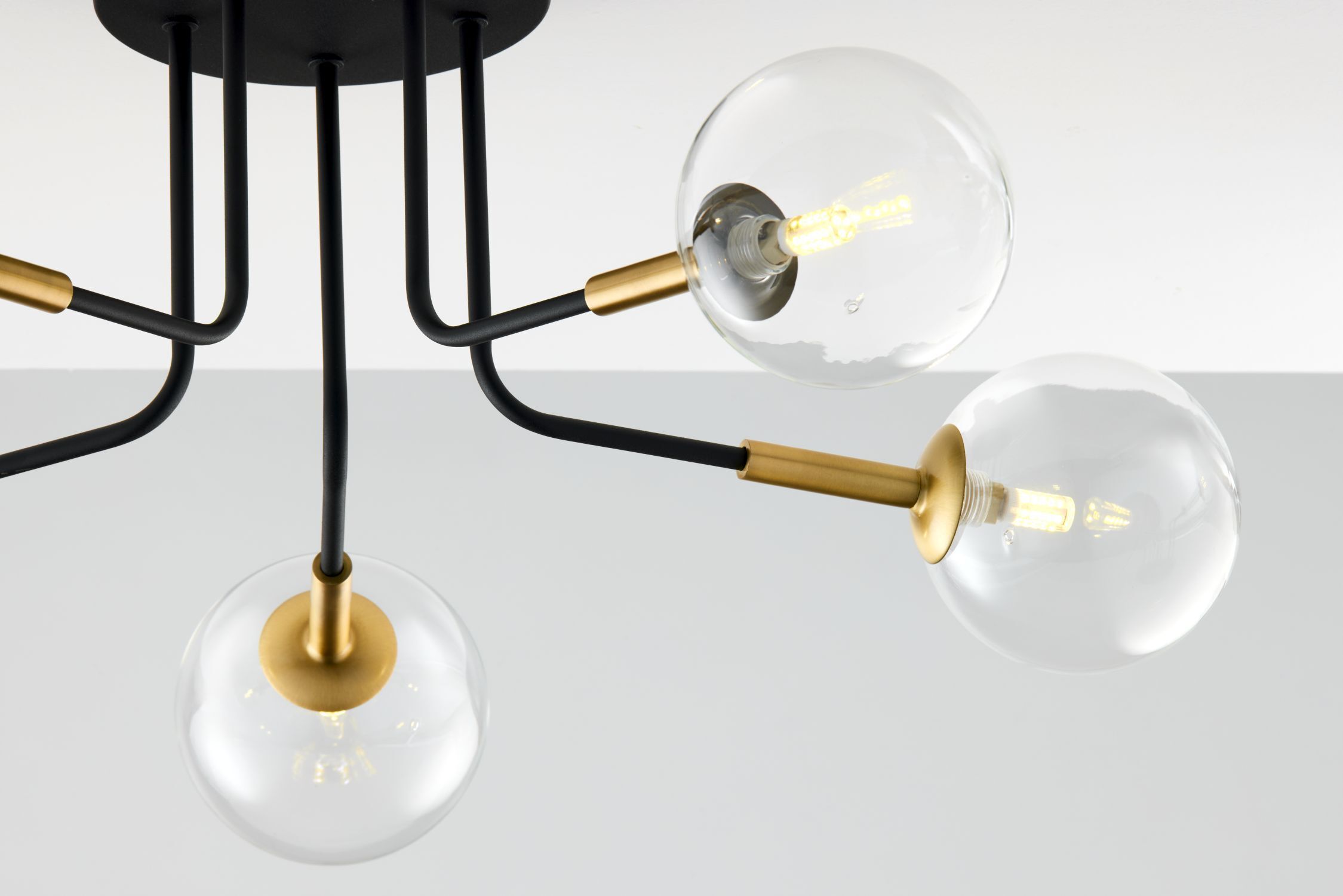 Plafonnier 5 flammes métal verre noir or G9 Licht, Lampe, Kronleuchter