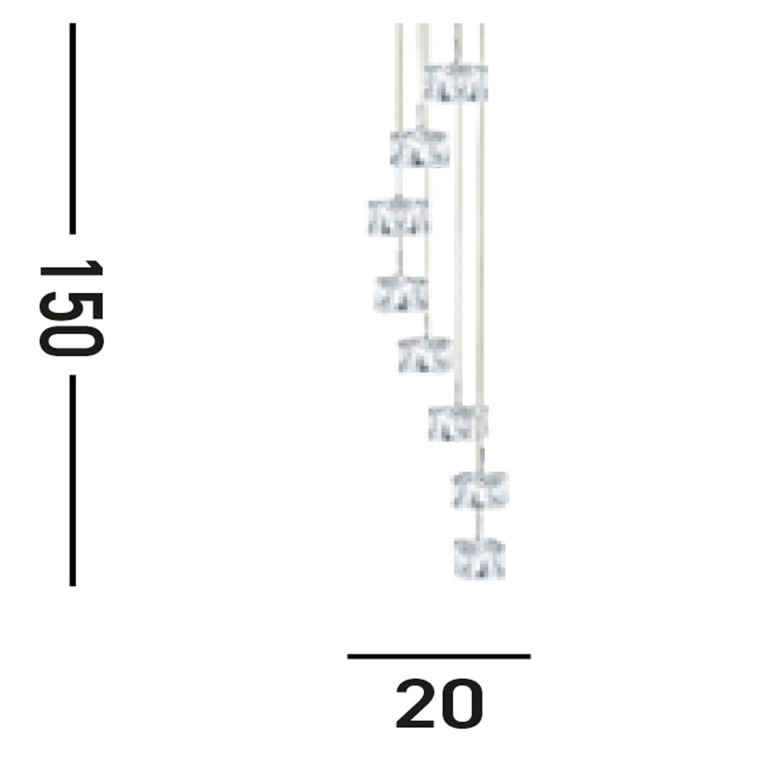 Suspension LED ronde 8-flmg métal verre Ø20 cm 5 W