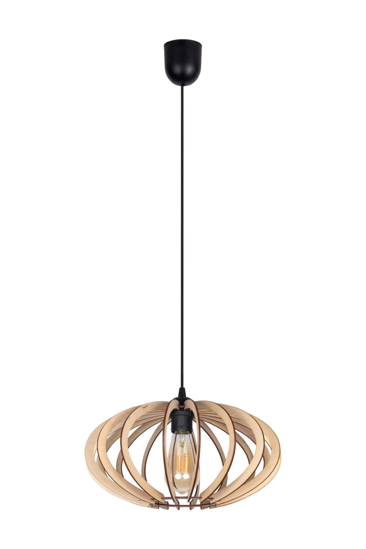 Suspension décorative en bois E27 Ø35 cm en noir