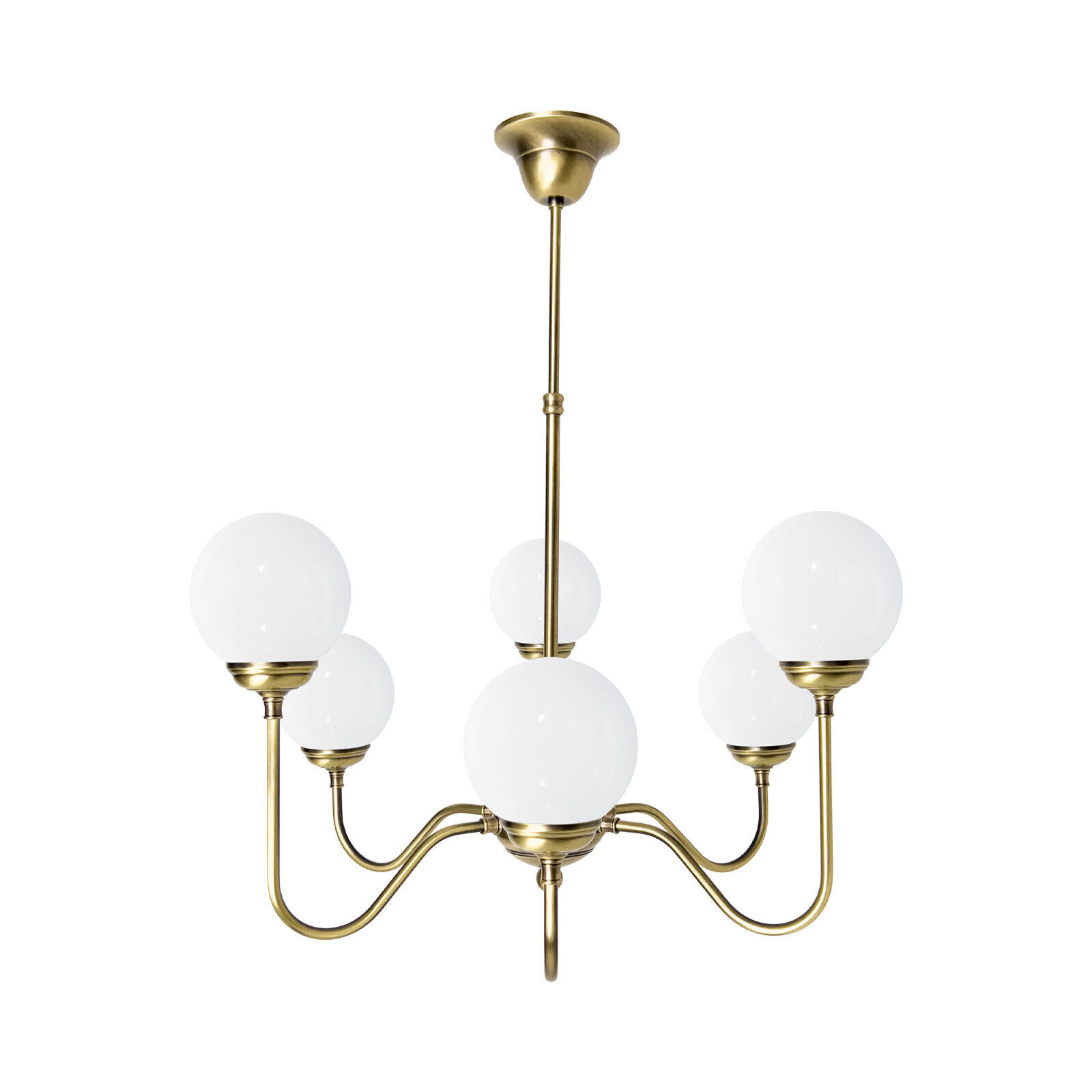 Lustre 6 flammes E14 en bronze clair brillant blanc