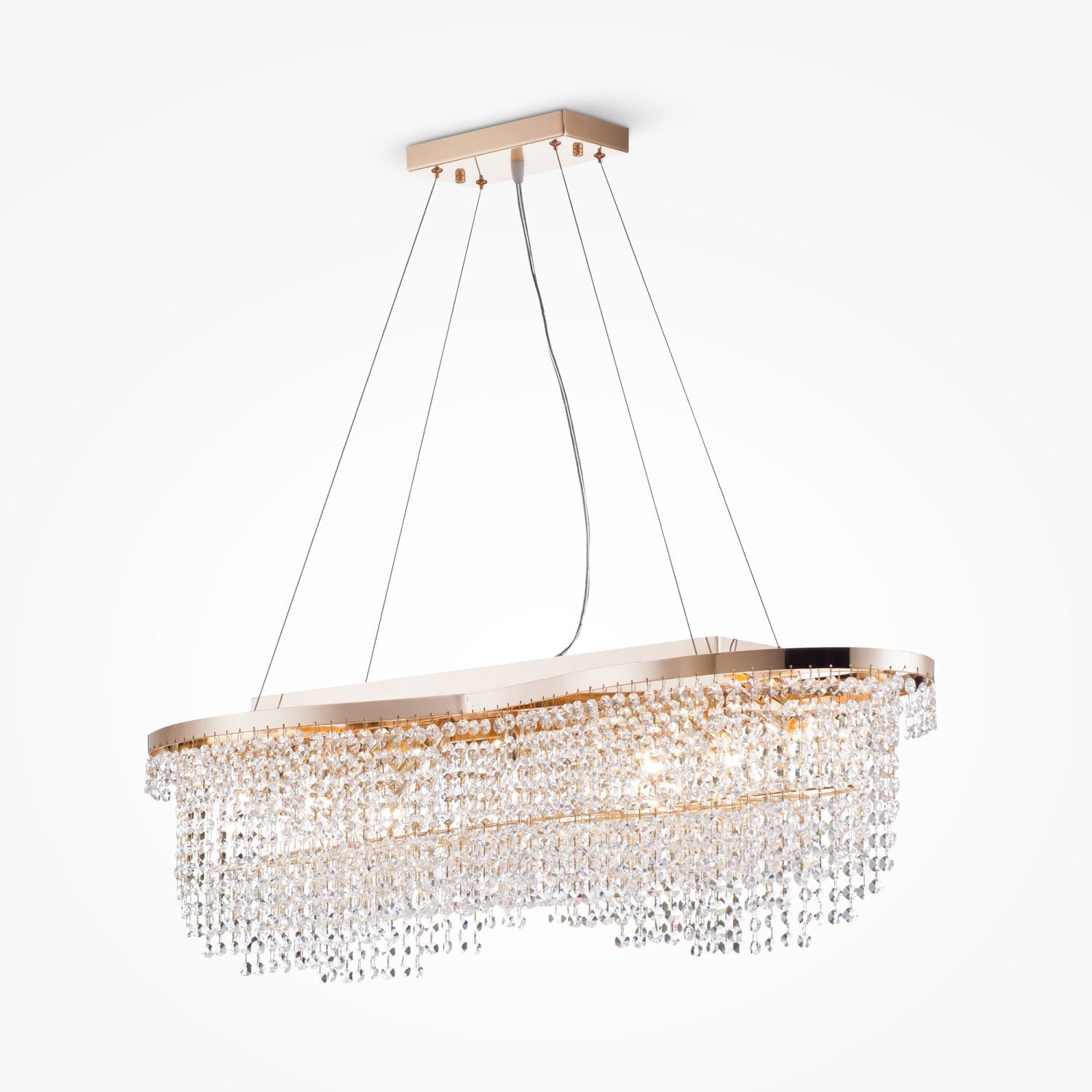 Lampe à suspendre métal E14 H : max. 68 cm cristal allongé