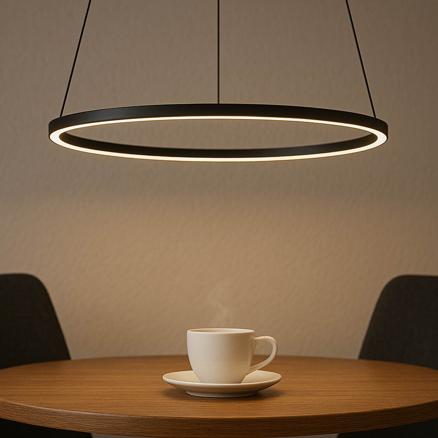 Suspension LED métal anneau Ø 45 cm noir 4000 K 600 lm